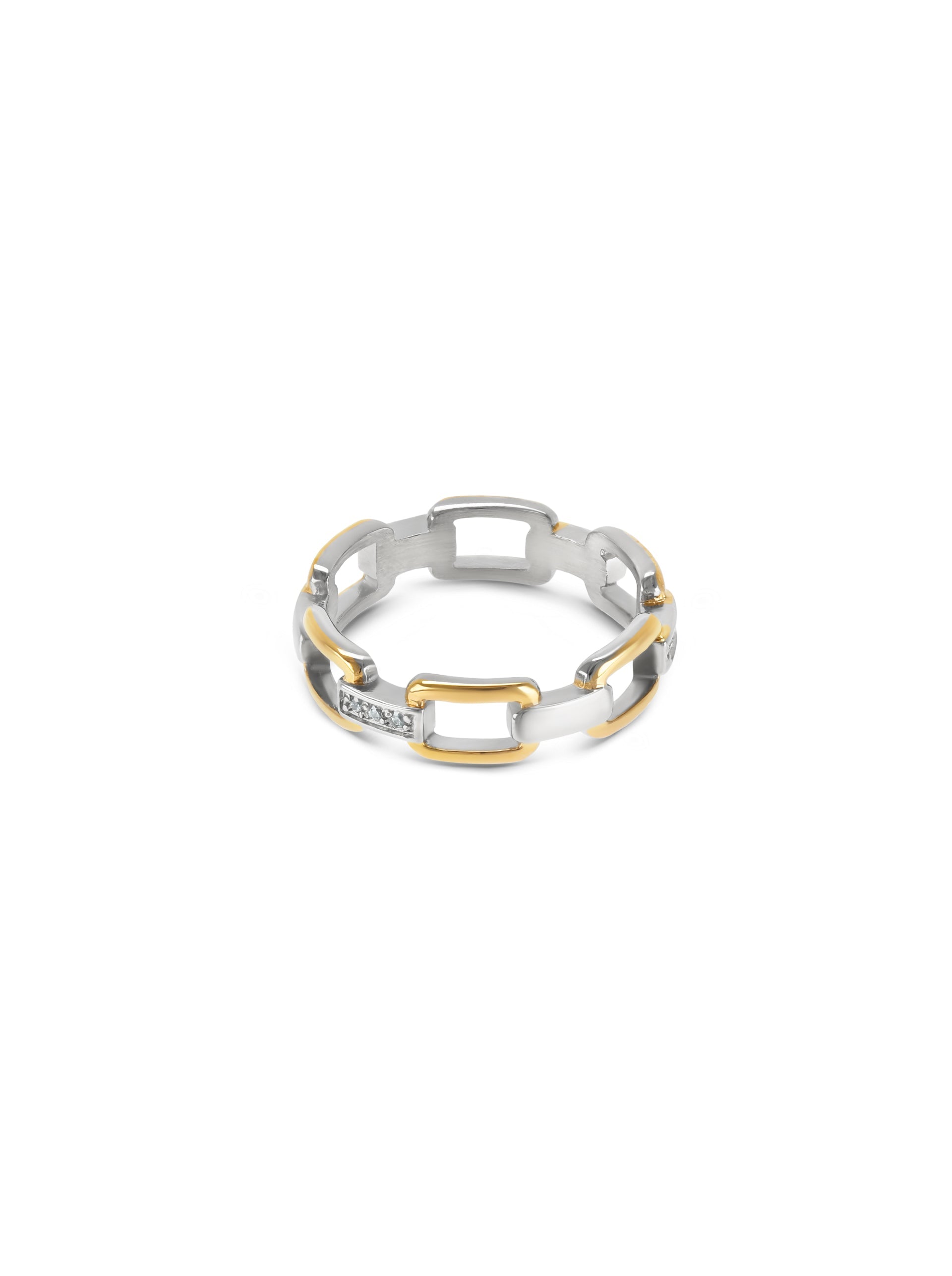 Ana Joalheiros - Anéis One - Anel dourado One Square 8 OJBR03SG-8 Bicolor