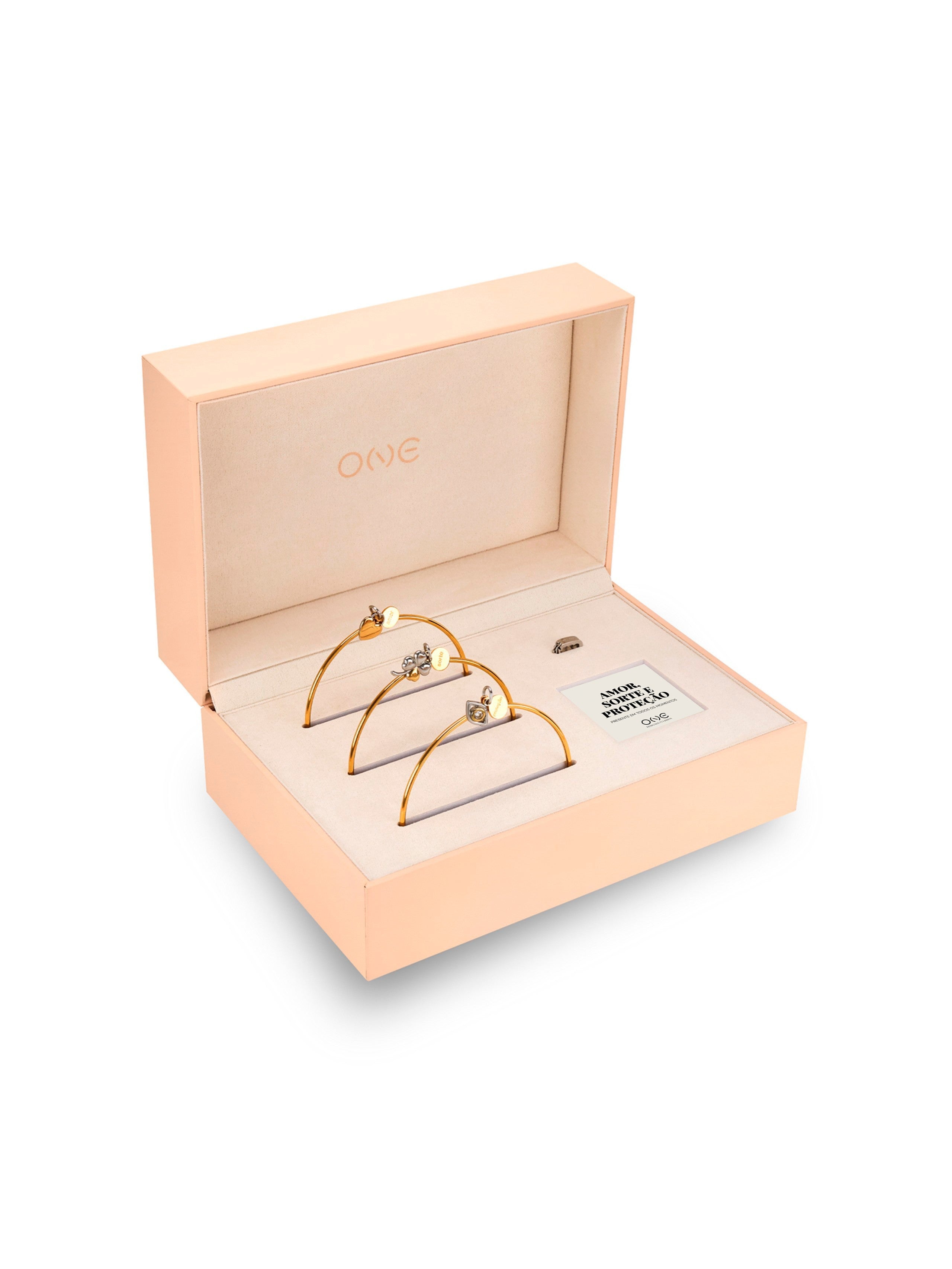 Ana Joalheiros - Pulseiras One - Pulseira Set Bangles One Blessing Triple Light Bicolor OJSET14SG 