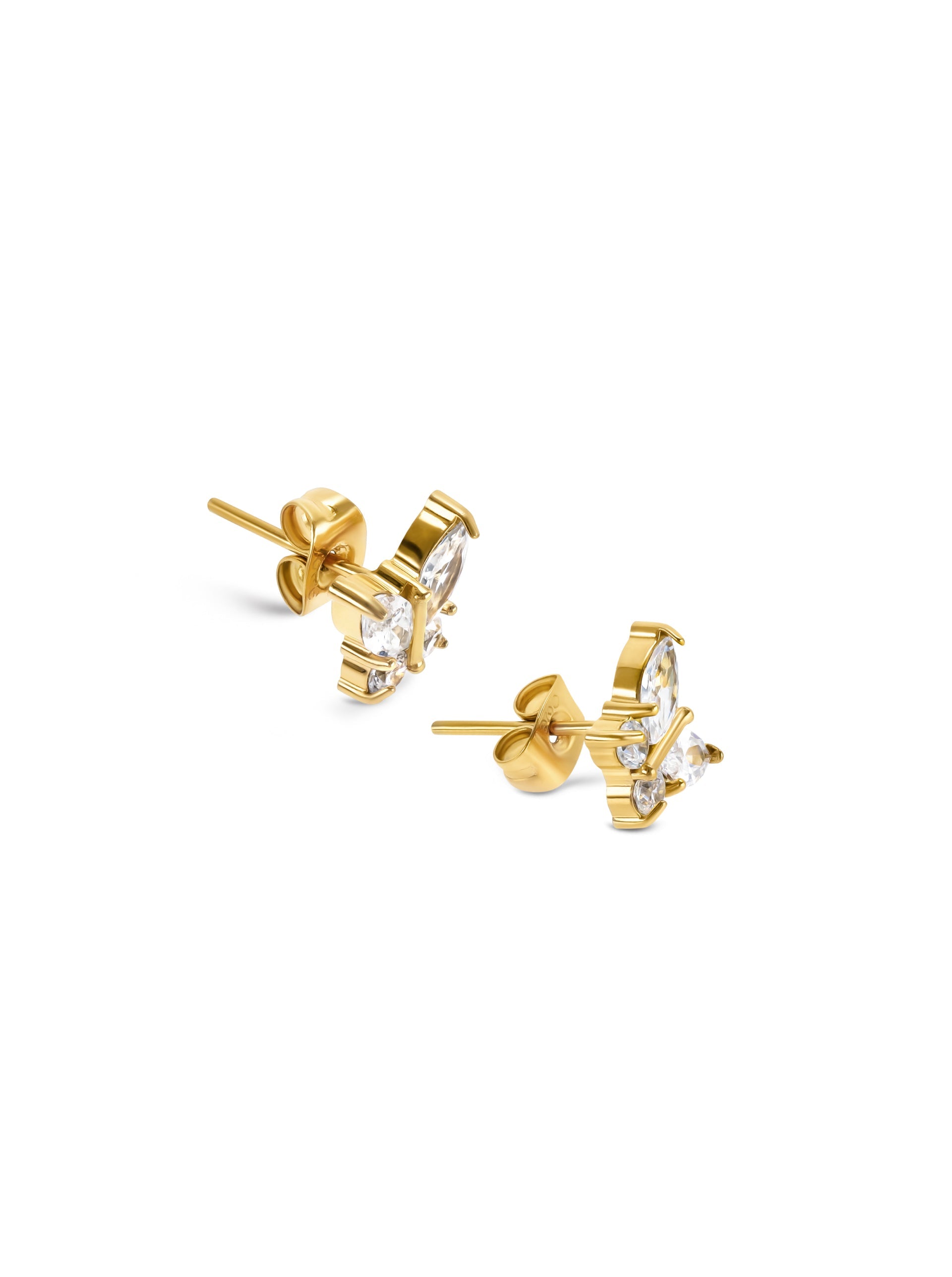 Ana Joalheiros - Brincos Dourados - Brincos One  Butterfly Crystal Golden OJBE03G Borboleta
