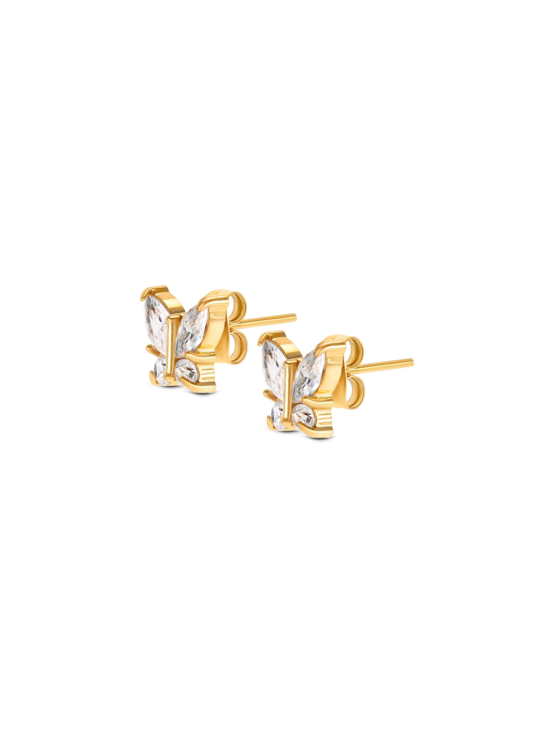 Ana Joalheiros - Brincos Dourados - Brincos One  Butterfly Crystal Golden OJBE03G