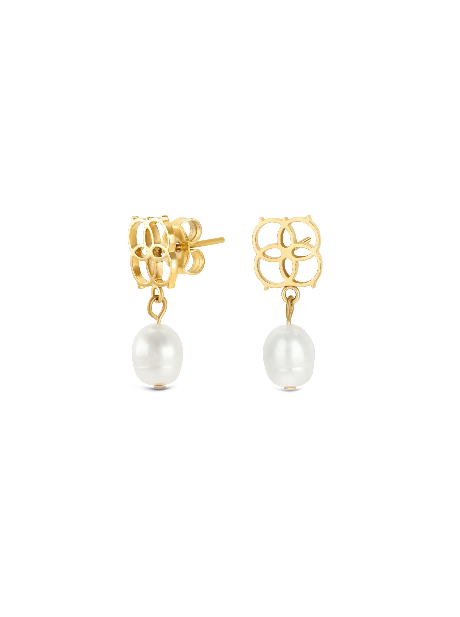 Ana Joalheiros - Brincos Dourados - Brincos One Iconic Pearl Golden OJEEP16G 
