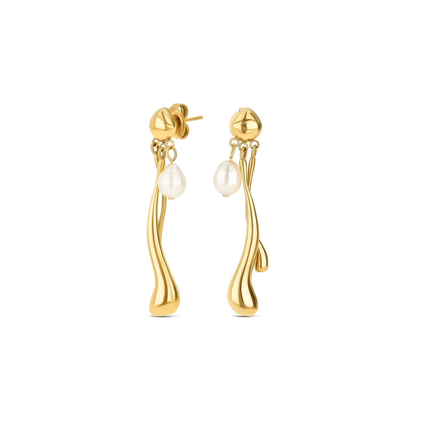 Ana Joalheiros - Brincos Grandes Dourados - Brincos One Silhouette Golden OJEEP57G
