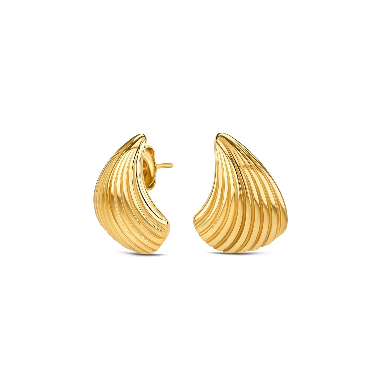 Ana Joalheiros - Brincos Dourados - Brincos One Plissé Golden OJPLE02G Concha
