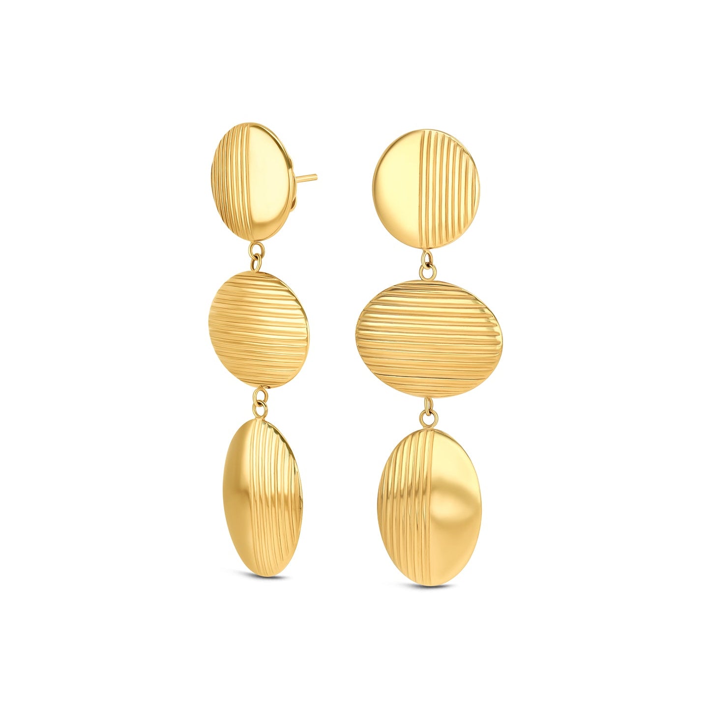 Ana Joalheiros - Brincos Dourados - Brincos One Plissé Long Golden OJPLE01G 