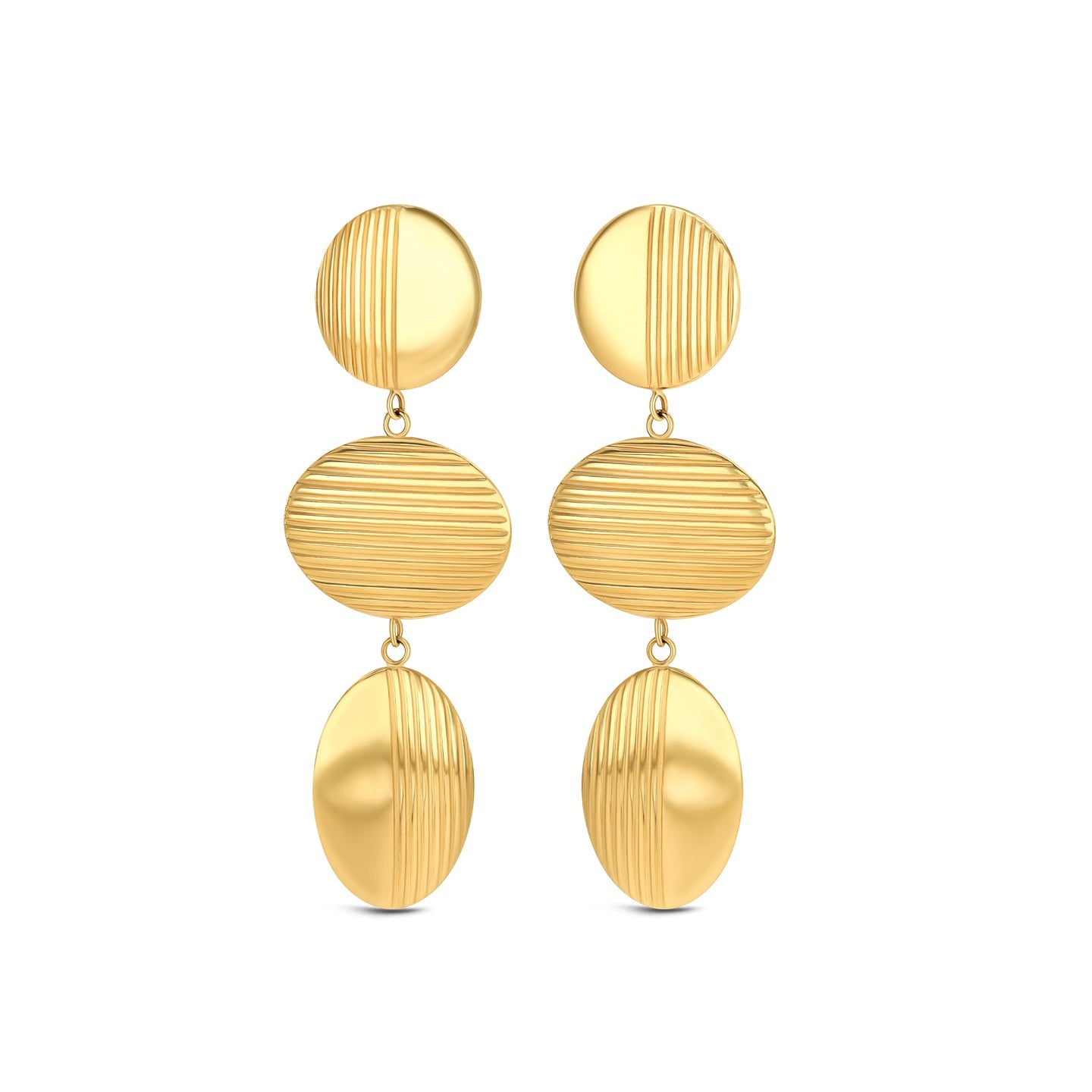 Ana Joalheiros - Brincos Grandes Dourados - Brincos One Plisse OJPLE01G 