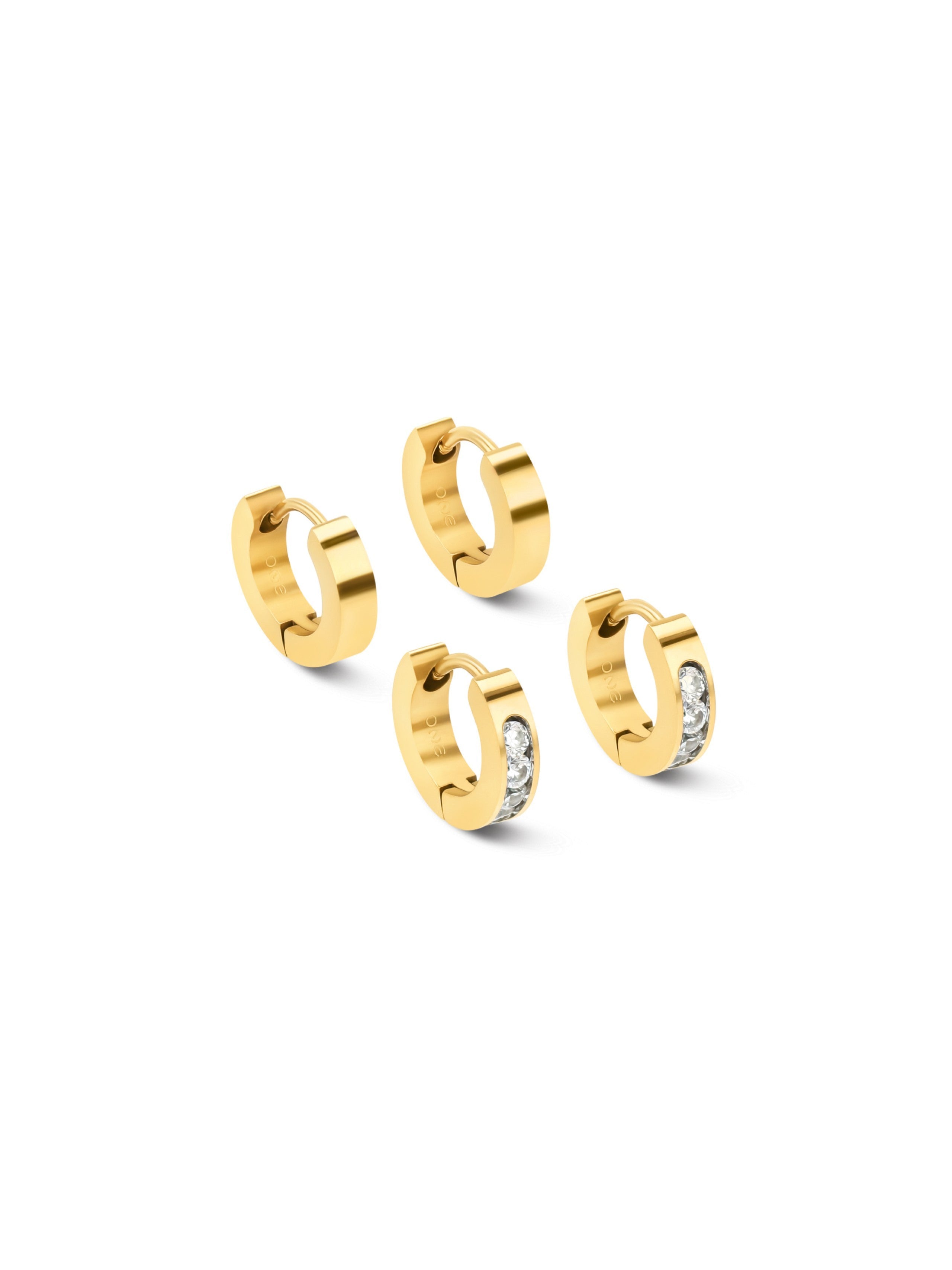 Ana Joalheiros - Brincos Argolas - Brincos One Set Brincos One Shimmer Golden OJSET08G  conjunto