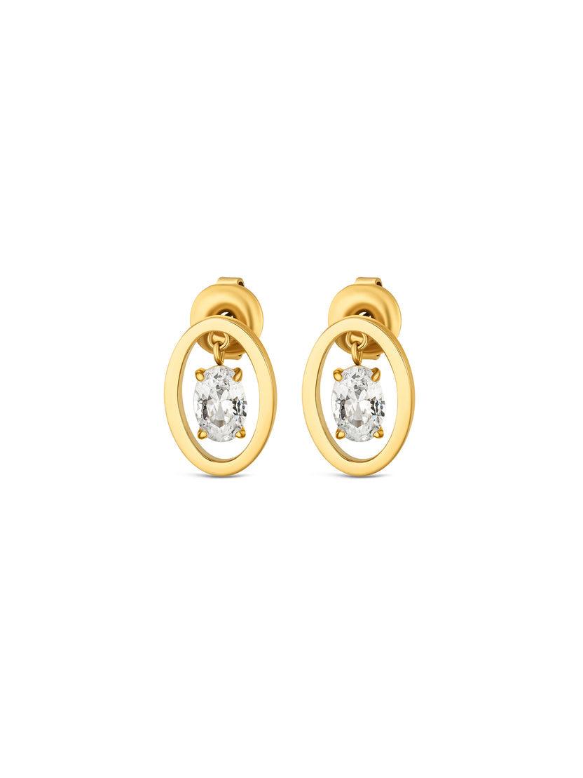 Ana Joalheiros - Brincos Grandes - Brincos One Set Colar & Brincos One Birthstone April OJSET24G04 Branco
