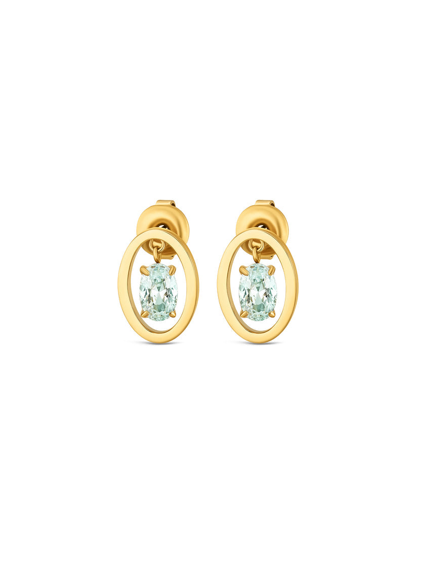 Ana Joalheiros - Brincos Dourados - Brincos One Set Colar & Brincos One Birthstone March OJSET24G03 Azul