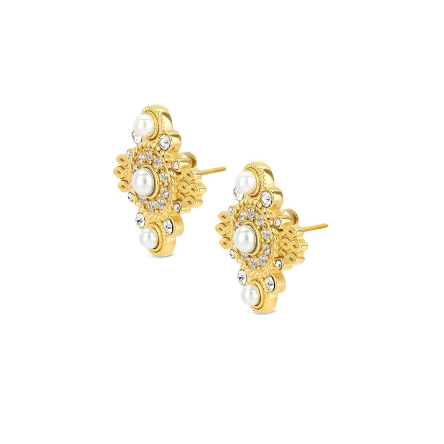 Ana Joalheiros - Brincos Dourados - Brincos One Set Colar & Brincos One Ophelia Pearls Gold OJSET25G