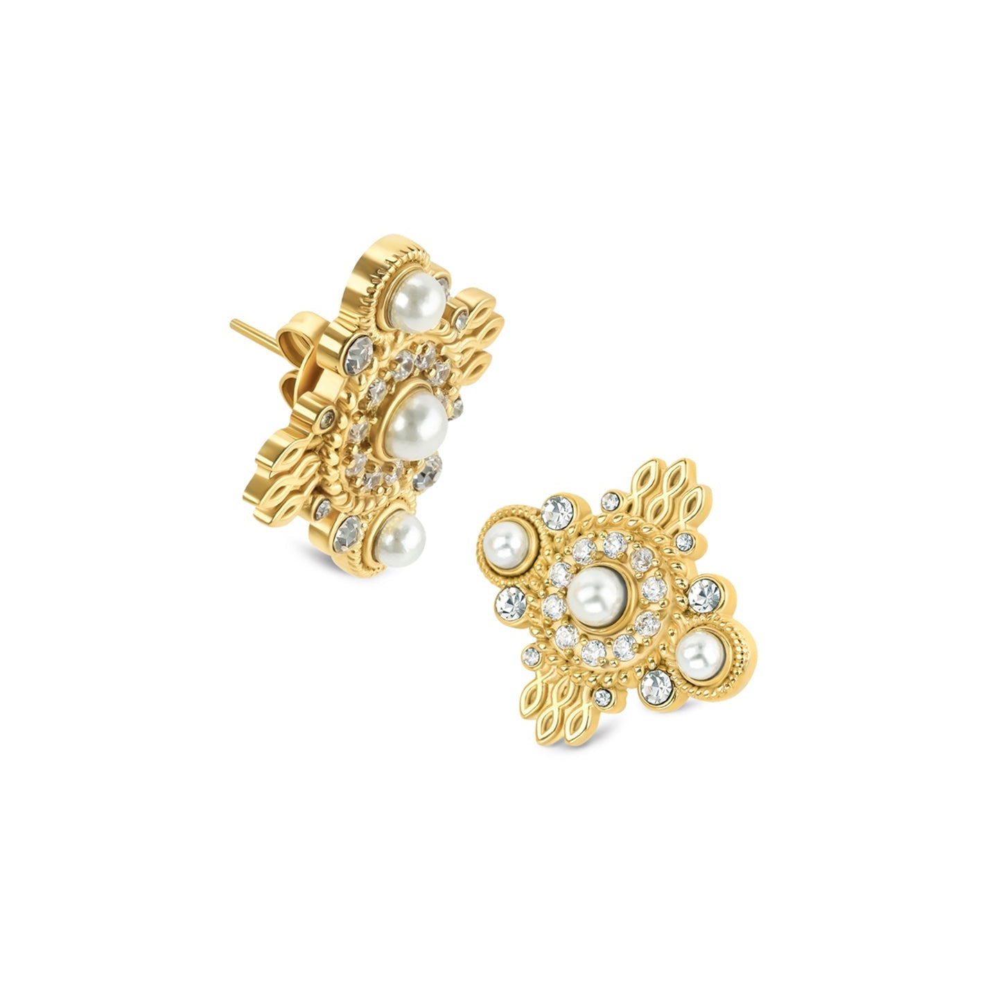Ana Joalheiros - Brincos Dourados - Brincos One Set Colar & Brincos One Ophelia Pearls Gold OJSET25G 