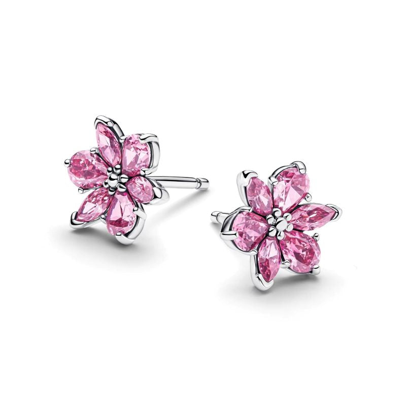Ana Joalheiros - Brincos Pandora - Brincos de Prata Spike Flor Rosa 292633C02