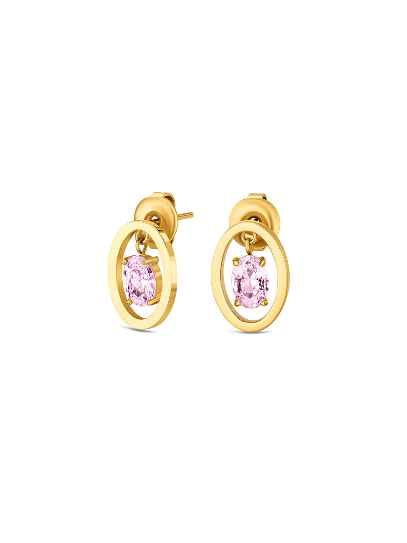 Ana Joalheiros - Brincos Dourados - Brincos One Set Colar & Brincos One Birthstone June OJSET24G06 Roxo