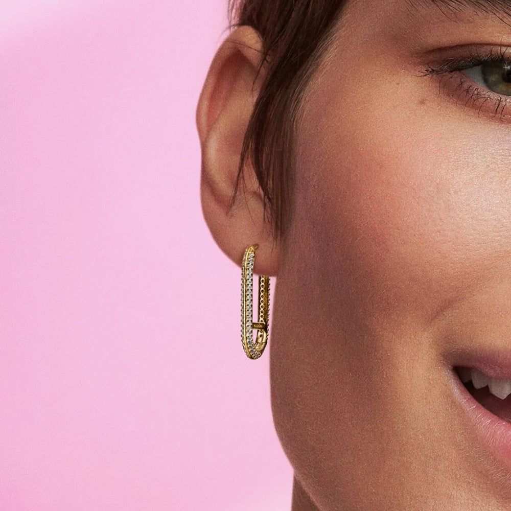 Brinco Argola Pandora Pavé Hoop link