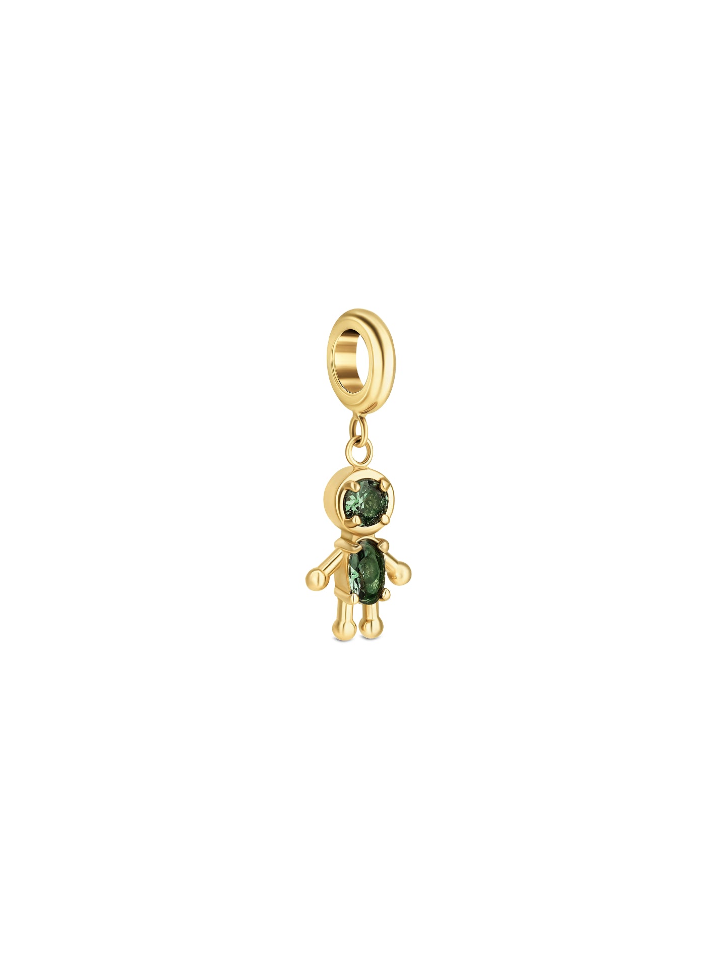 Ana Joalheiros - Peças One - Charm One Energy Green Boy Crystal Golden OJEBC781 Verde Escuro