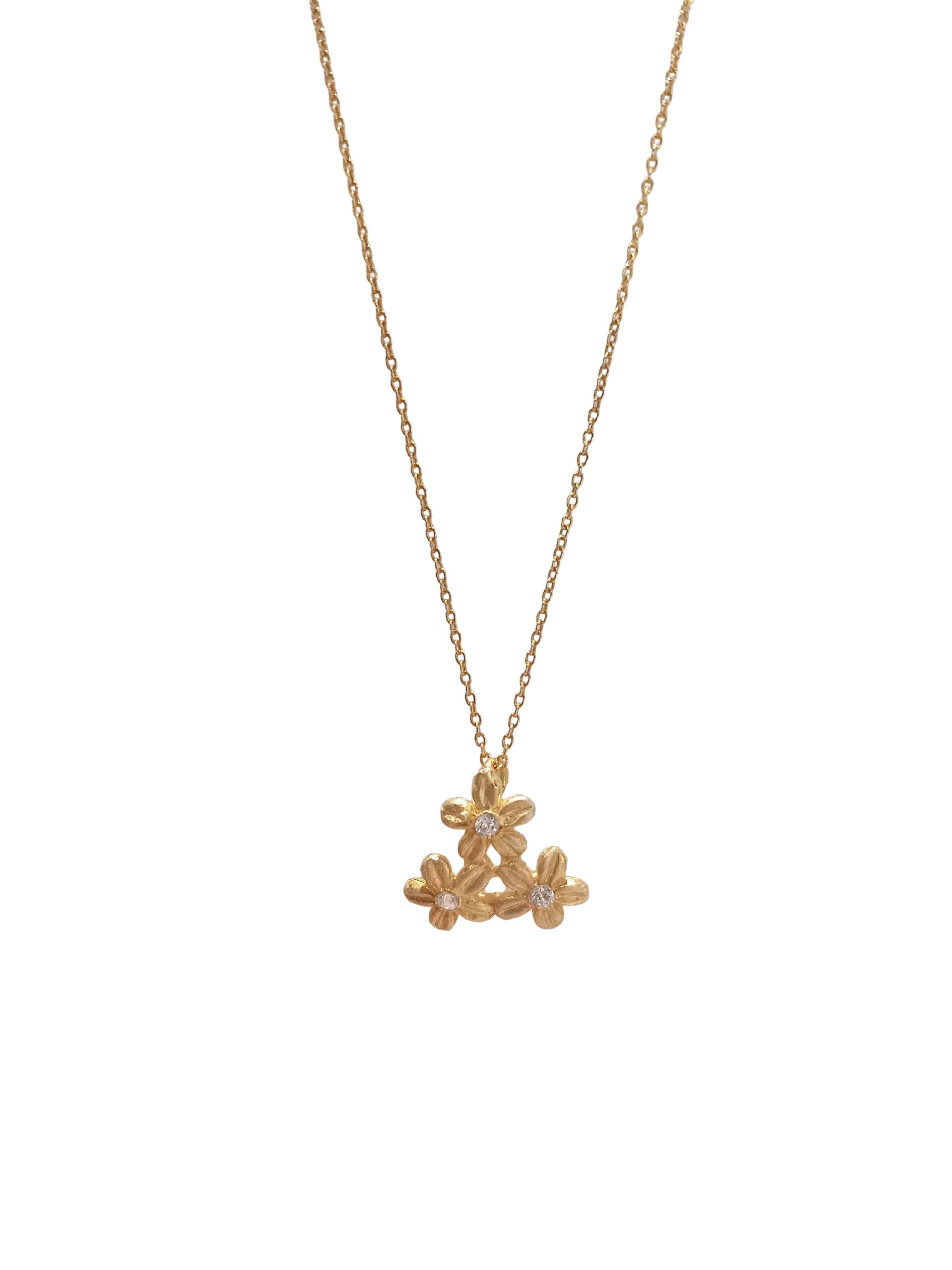 Ana Joalheiros - Colares Prata - Colar Dourado Ana Joalheiros 3 Flores CL17643-D