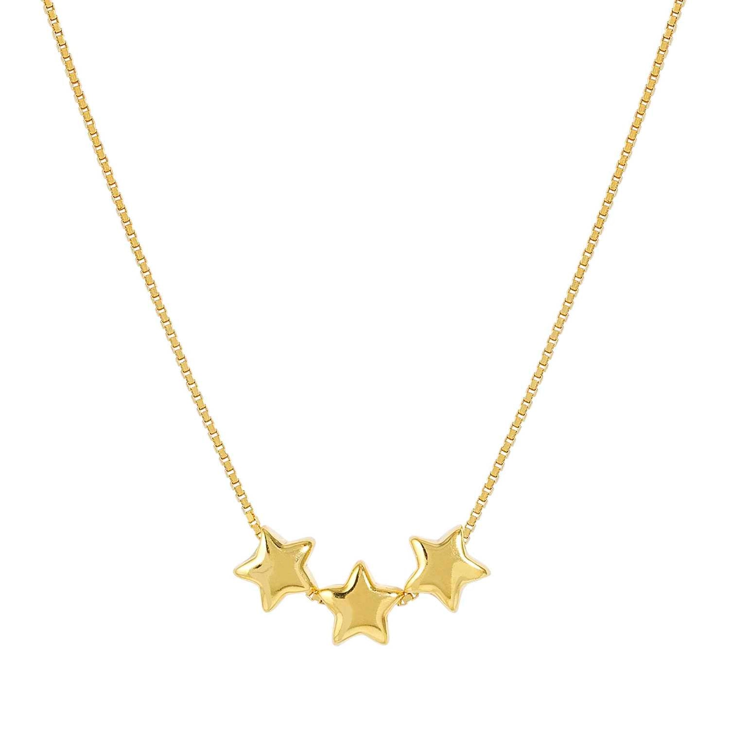 Ana Joalheiros - Colares dourados - Colar dourado com 3 estrelas em prata Nomination Armonica