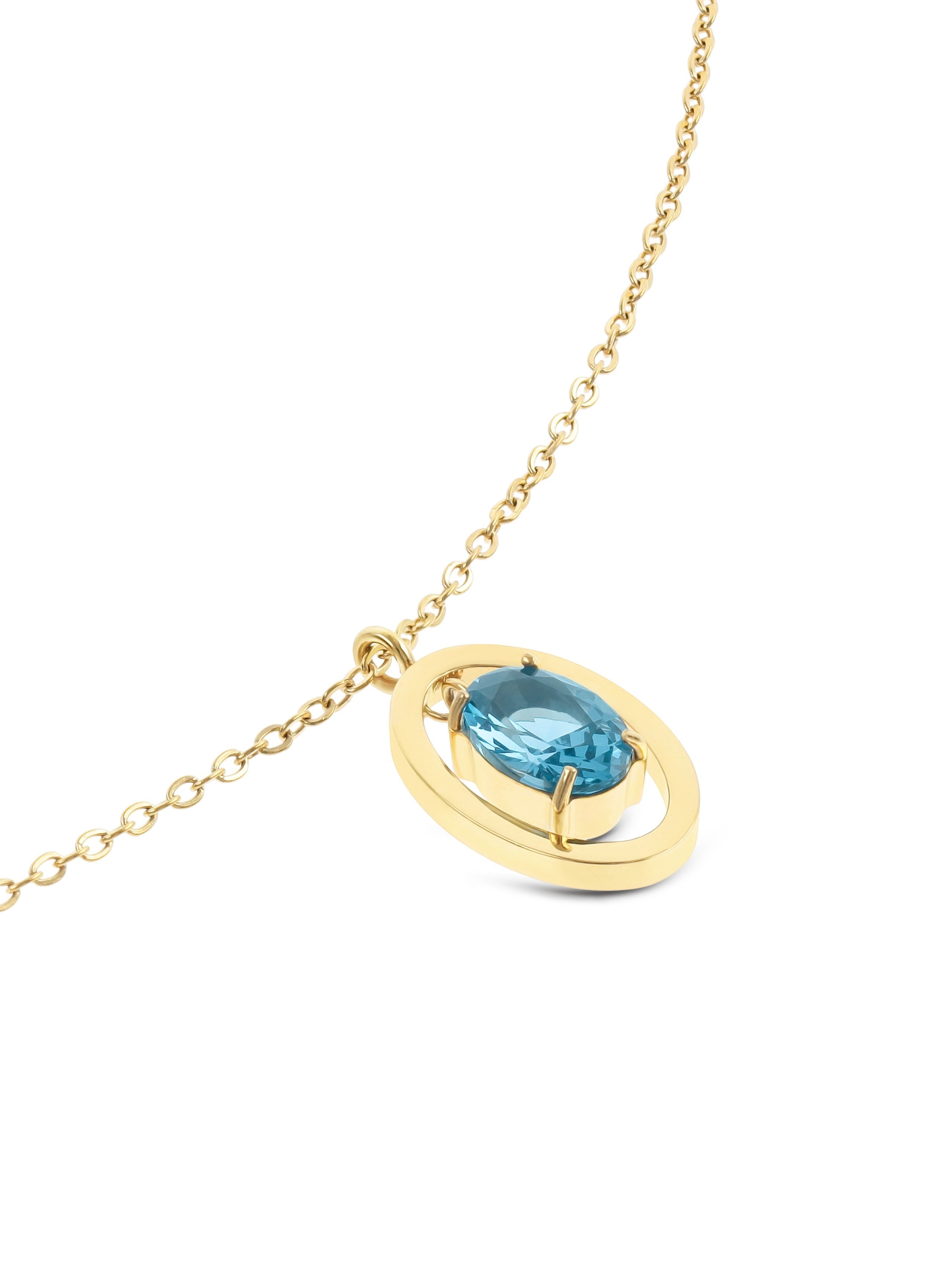 Ana Joalheiros - Colares Dourados - Colar Dourado One Birthstone Setembro - Prosperidade OJNN44G Azul