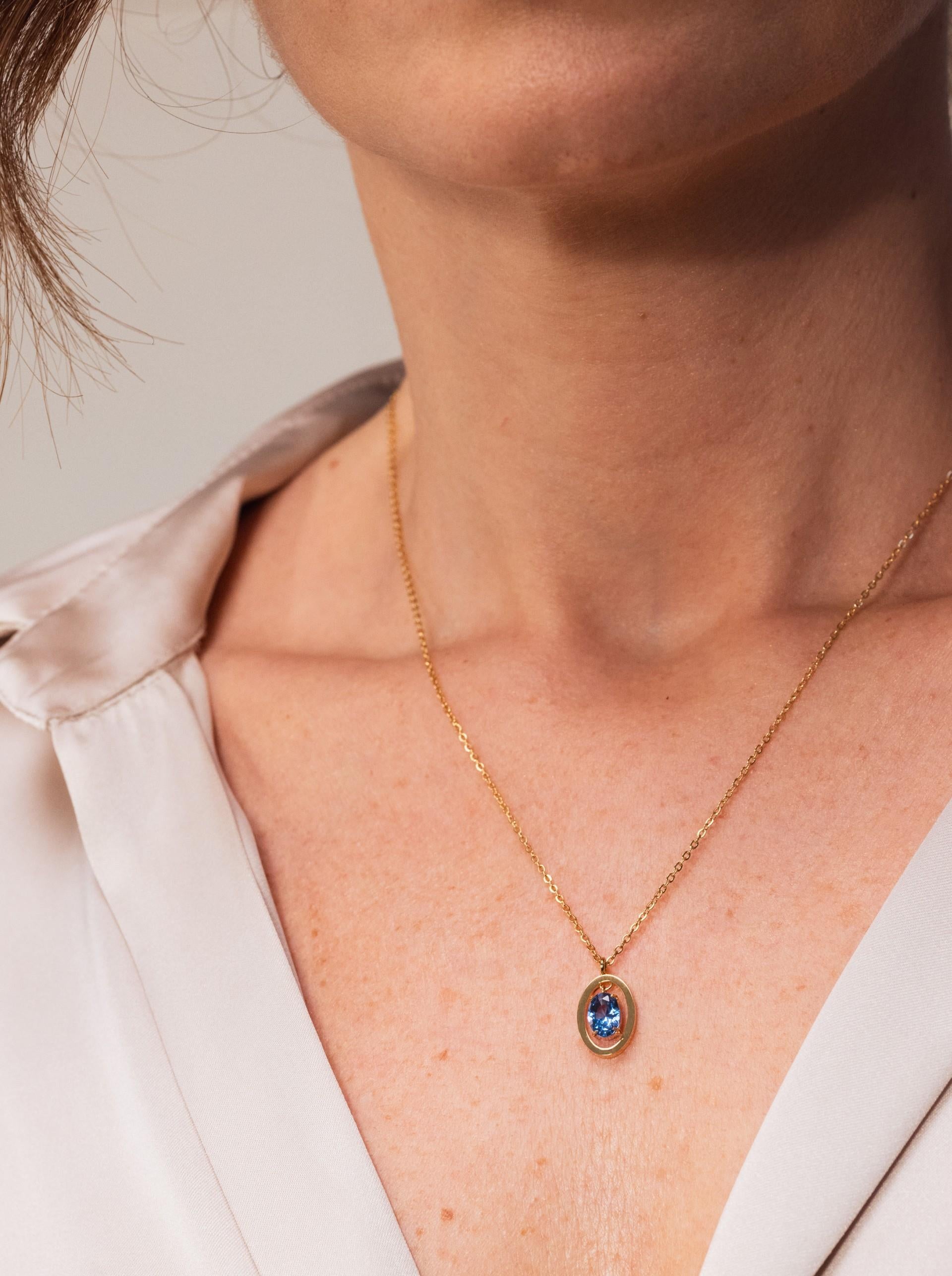 Ana Joalheiros - Colares Dourados - Colar Dourado One  Birthstone Setembro - Prosperidade OJNN44G SIMBOLO pescoço