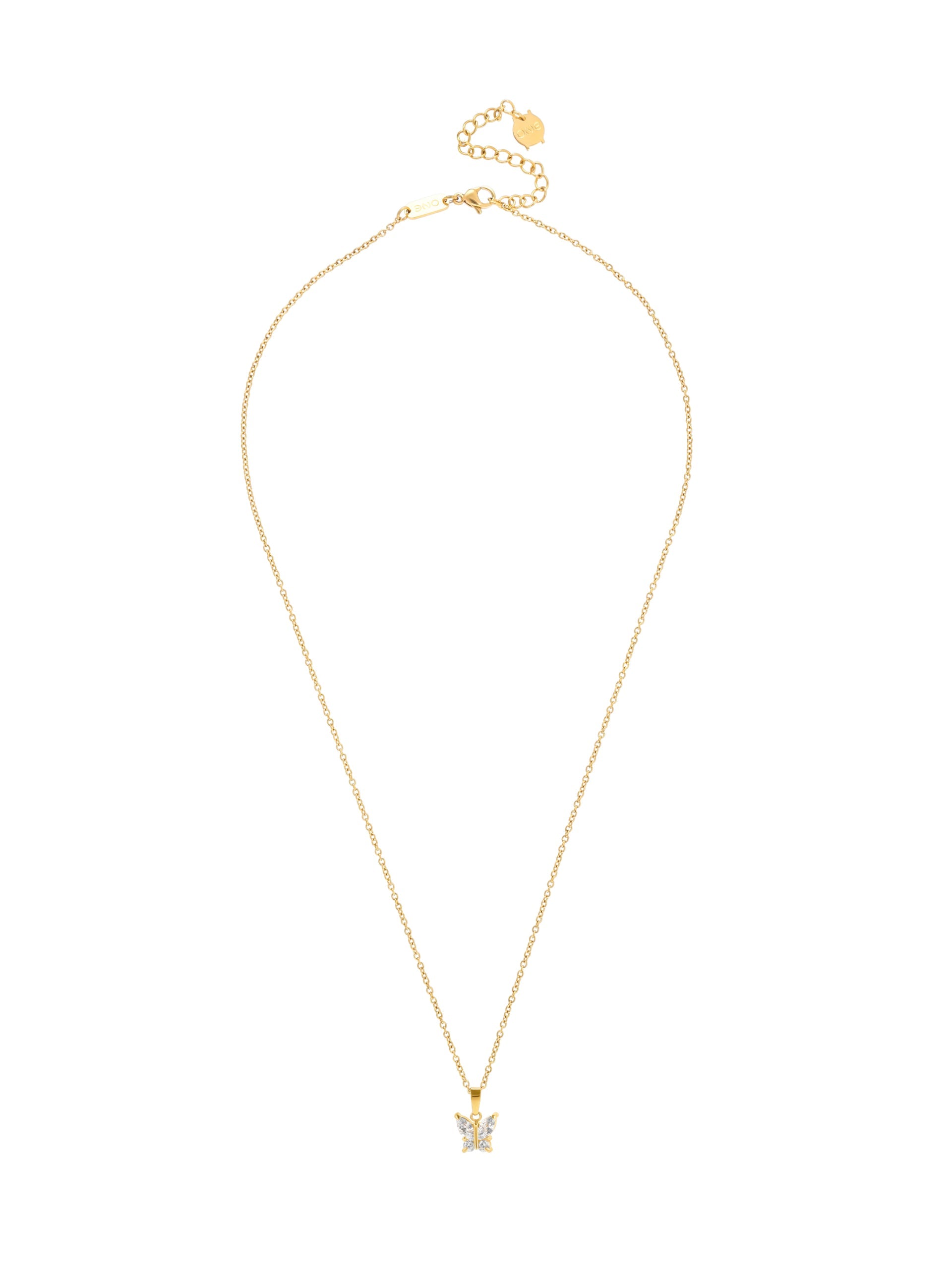 Ana Joalheiros - Colares Dourados - Colar Dourado One  Butterfly Crystal Golden OJBN03G 