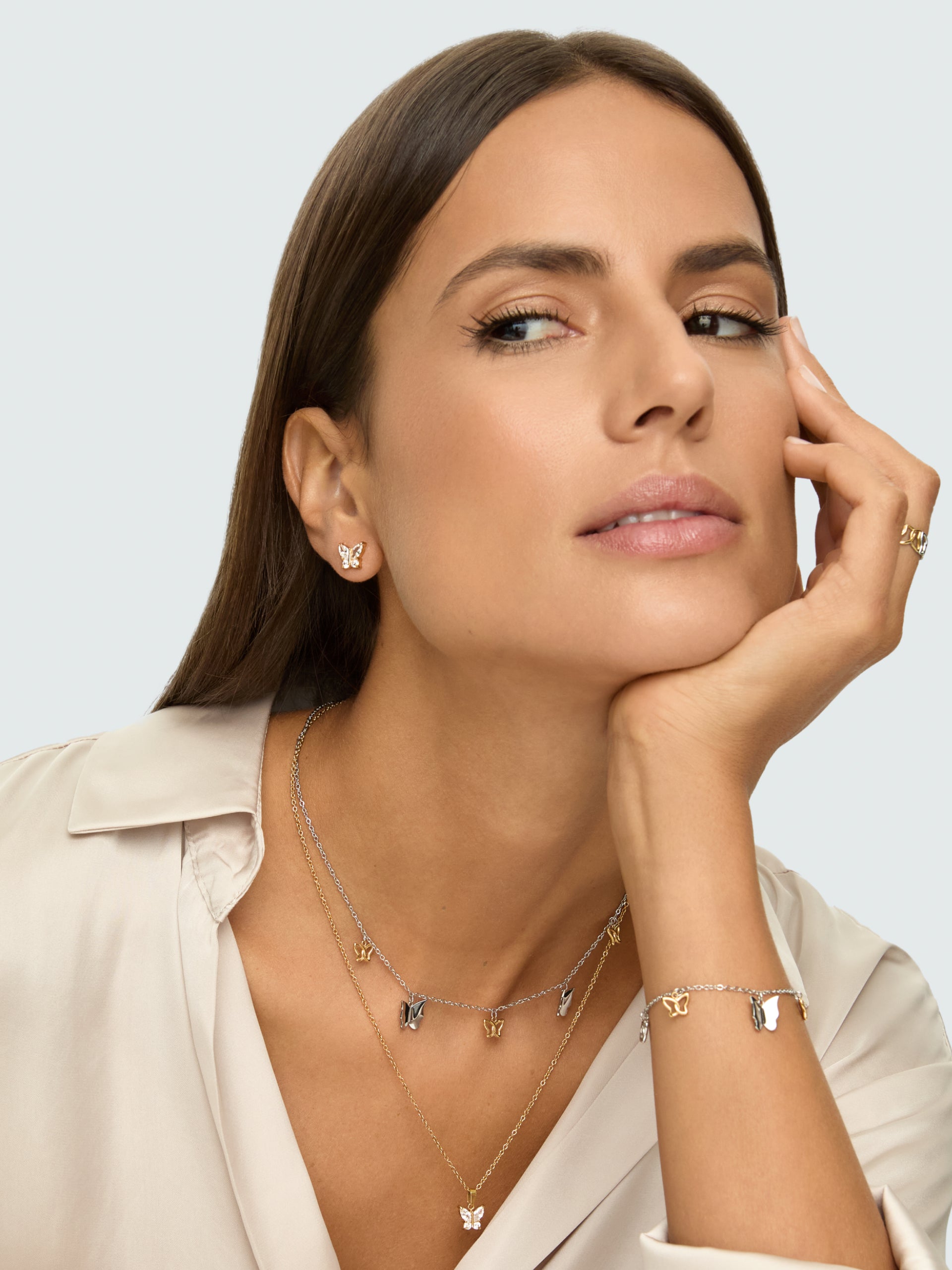 Ana Joalheiros - Colares Dourados - Colar Dourado One Butterfly Crystal Golden OJBN03G