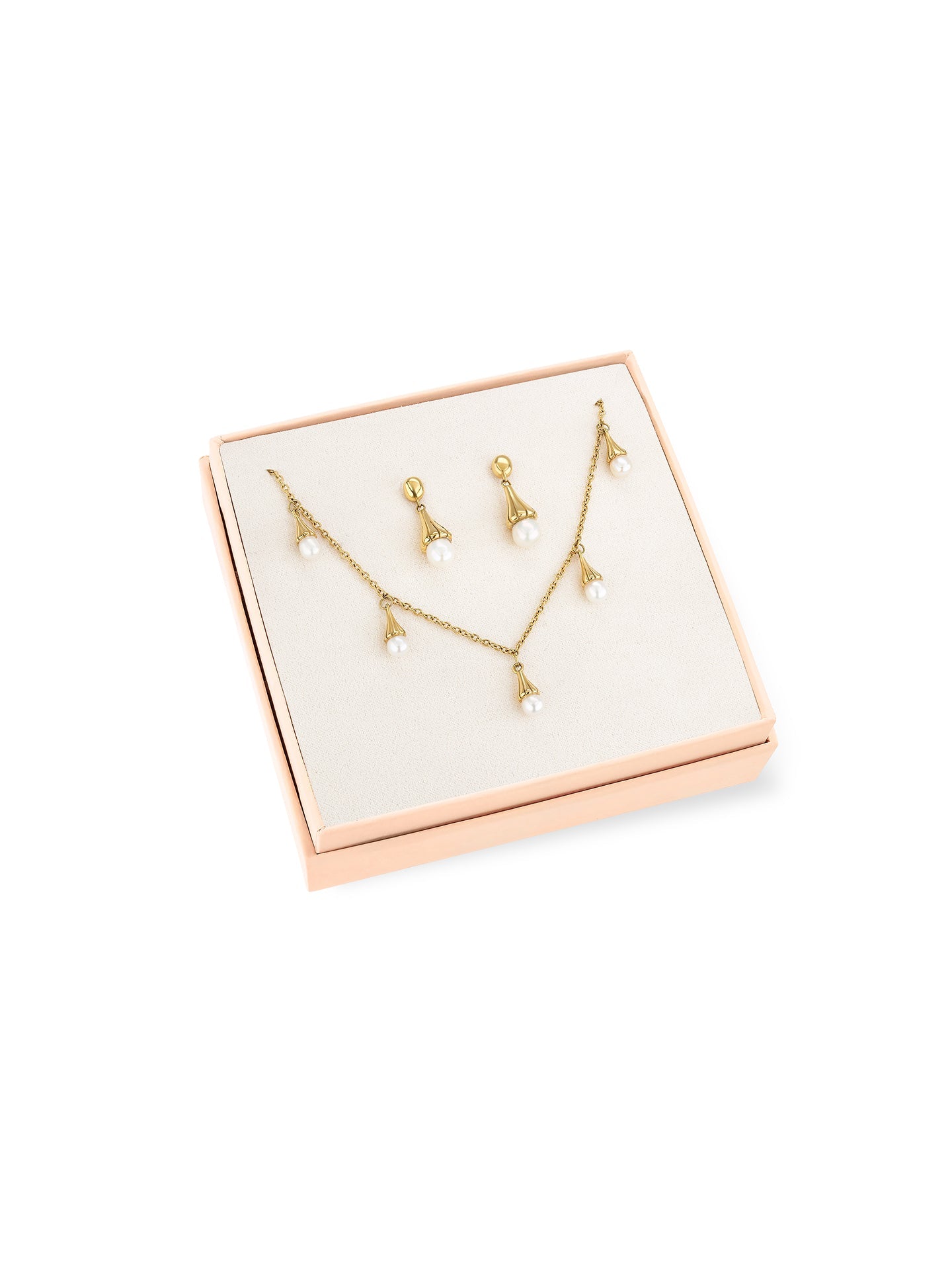 Ana Joalheiros - Colares Dourados - Colar Dourado One Colar & Brincos One Sea Pearl Gold SIMBOLO OJSET26G conjunto