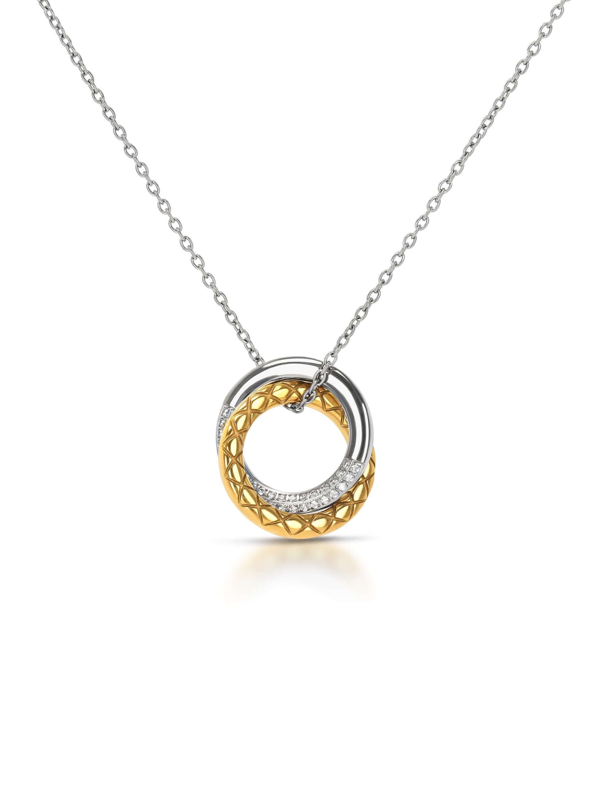 Ana Joalheiros - Colares Dourados - Colar Dourado One Delightful Circle Bicolor OJDFN01SG 