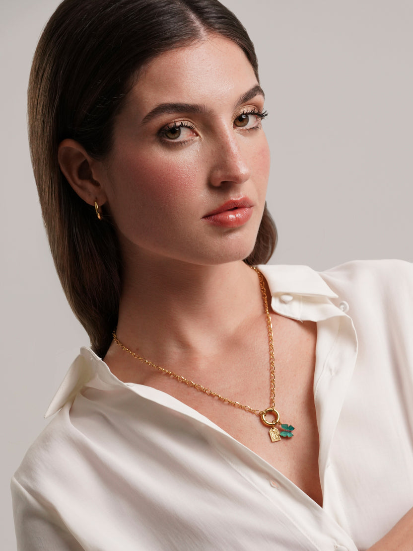 Ana Joalheiros - Colares Dourados - Colar Dourado One Energy Butterfly Gold OJEBC750 Borboleta pescoço