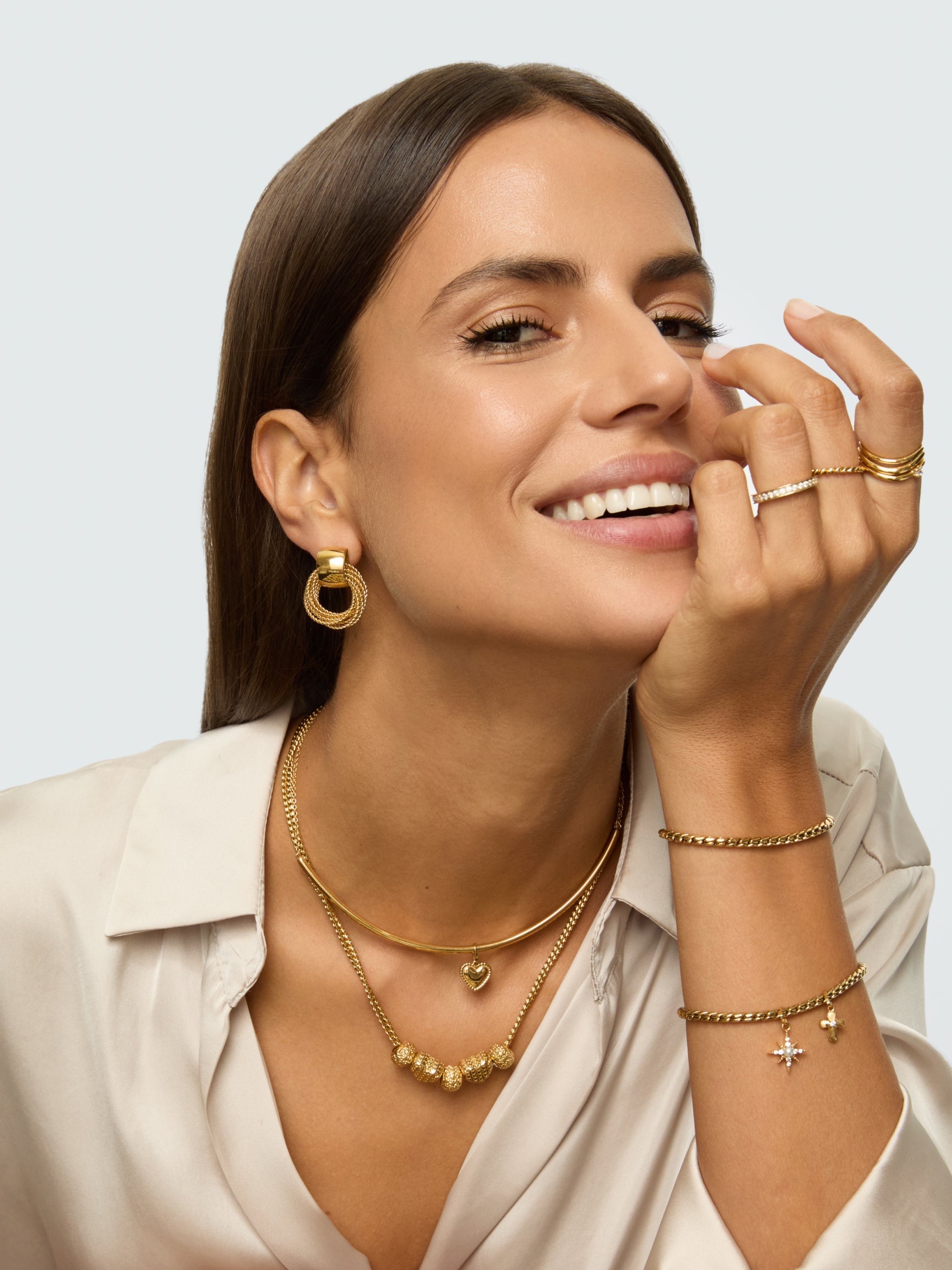 Ana Joalheiros - Colares Dourados - Colar Dourado One Energy Master Twisted Duo Gold OJNMG01 pescoço