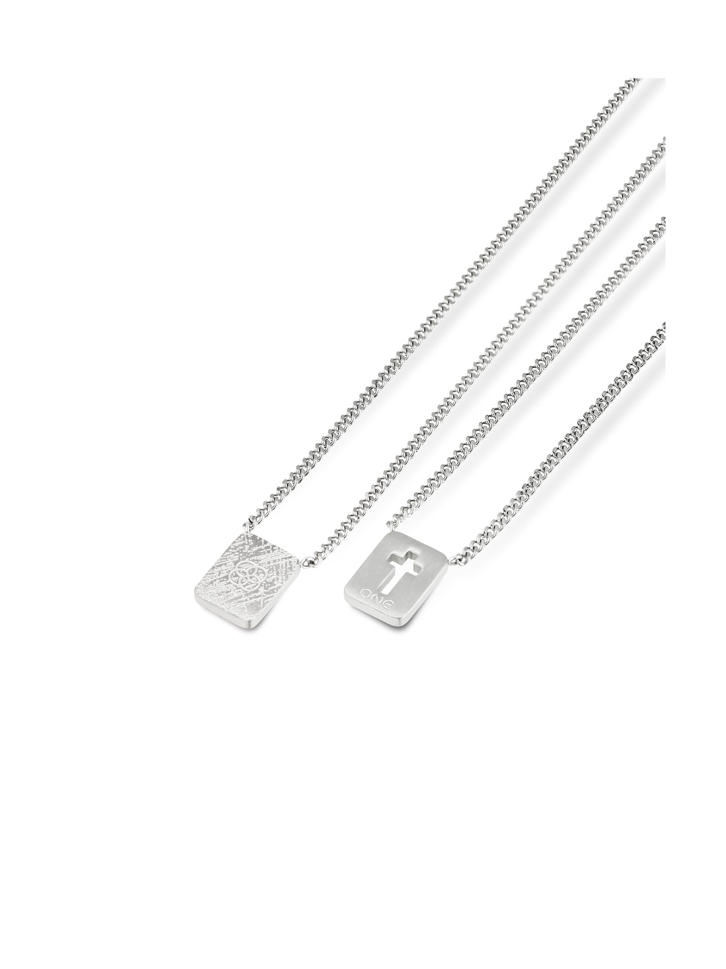 Ana Joalheiros - Colares Prateado - Colar Prateado One Escapulario One Men Faith Steel OAMN5104SS Cruz
