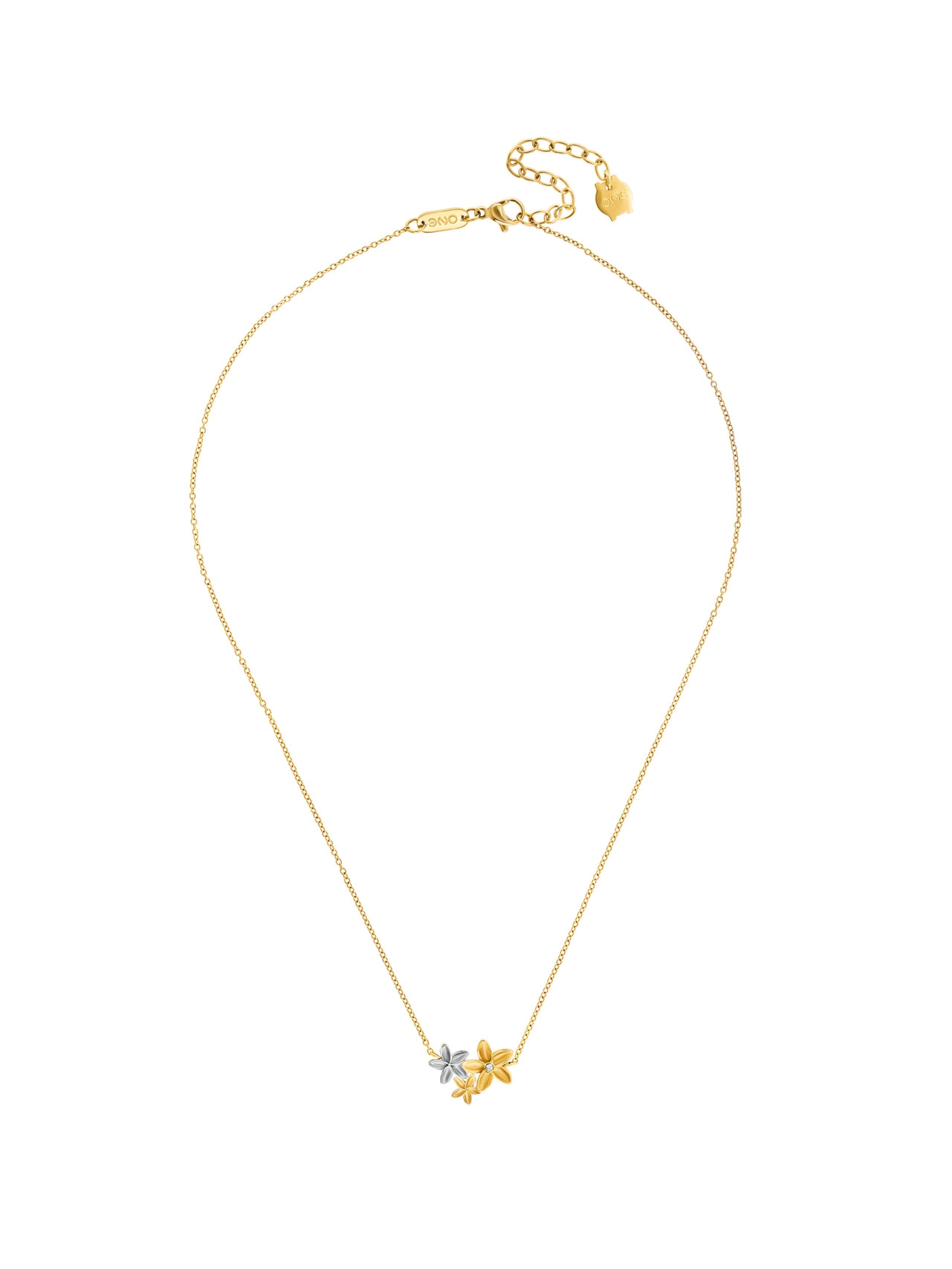 Ana Joalheiros - Colares Dourados - Colar Dourado One Fleur Bicolor OJPFN01SG Flor 