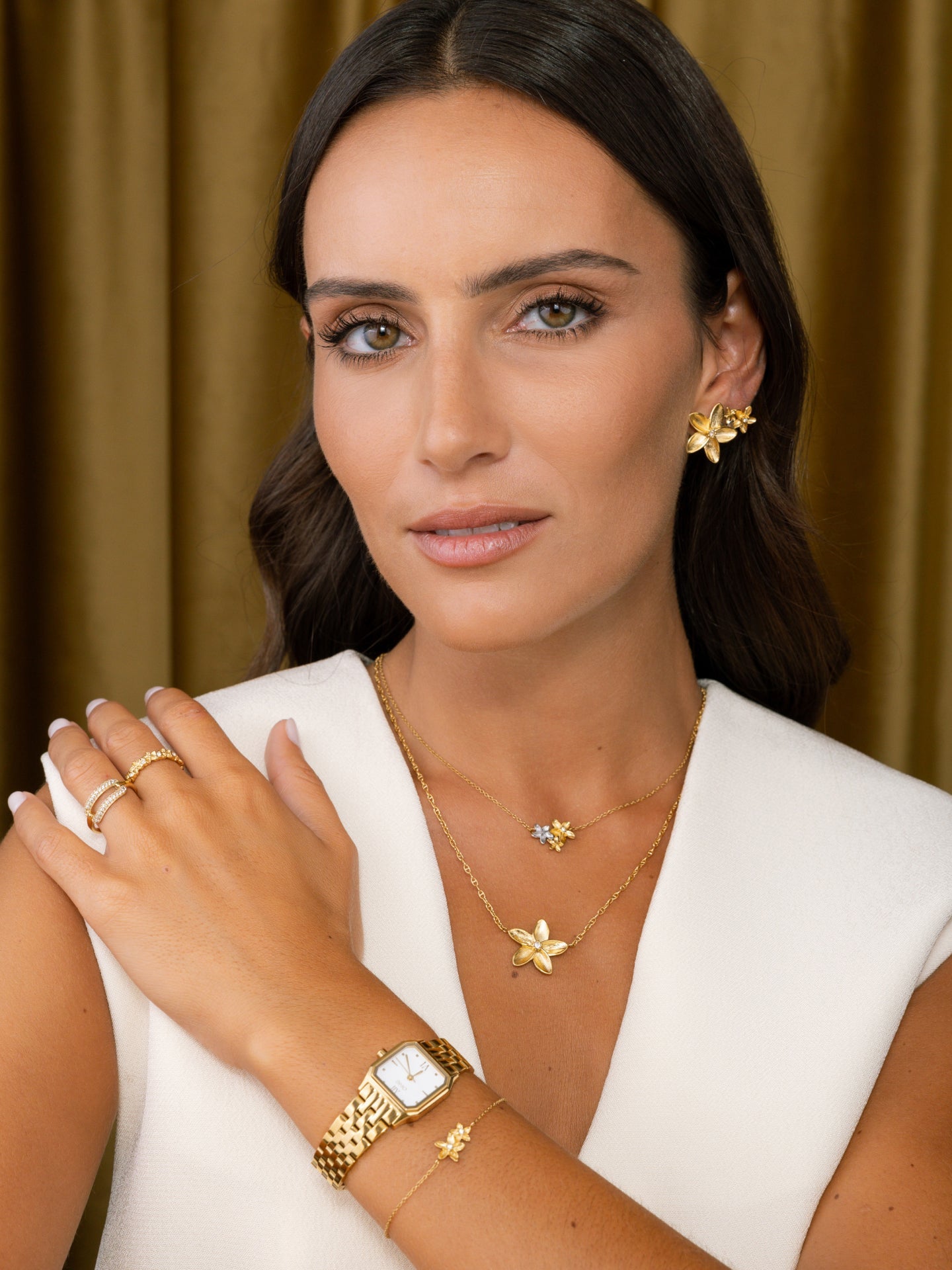 Ana Joalheiros - Colares Dourados - Colar Dourado One Fleur Gold OJPFN02G Flor pescoço