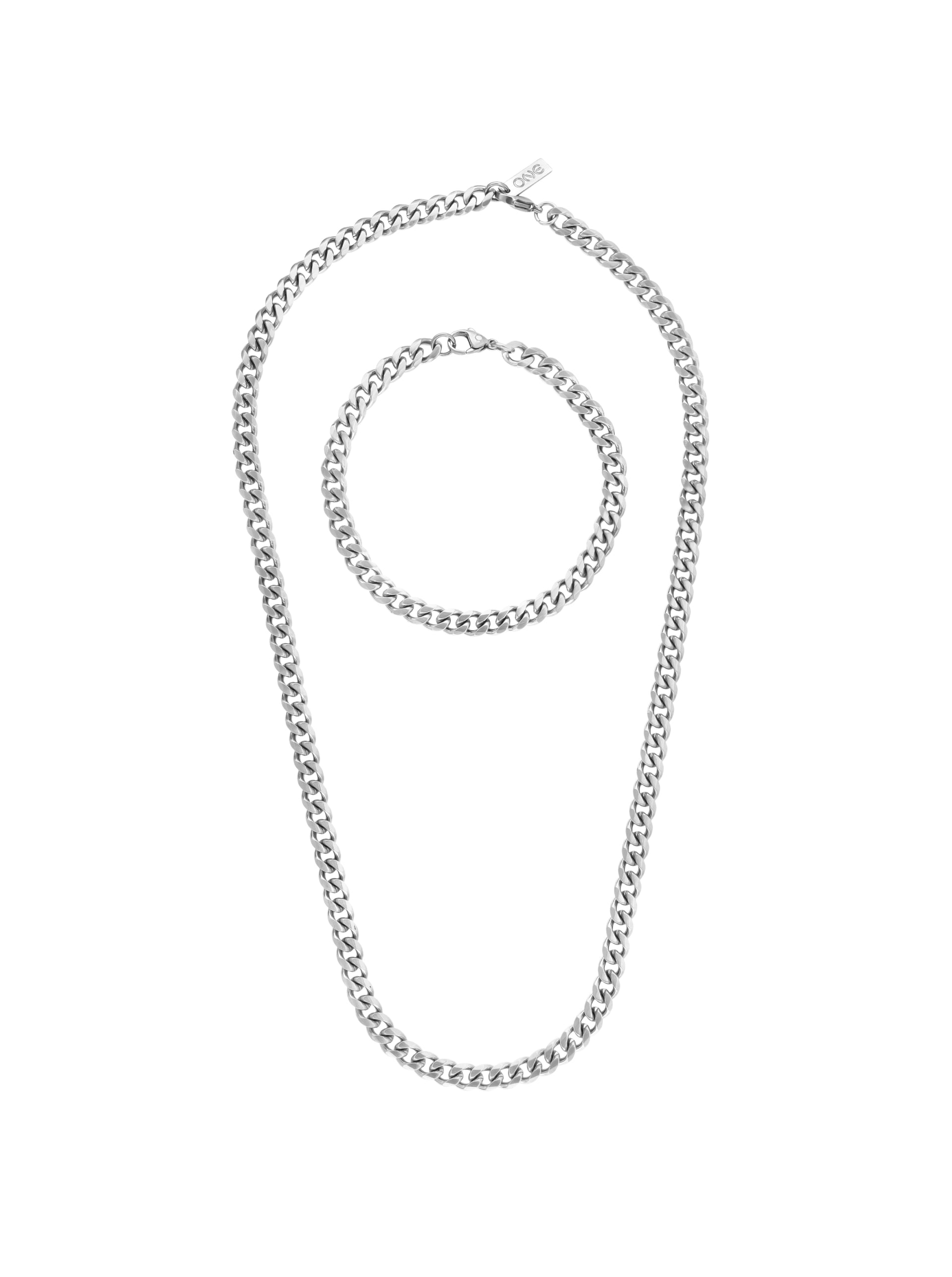 Ana Joalheiros - Colares Prateado - Colar Prateado One Men Sandy Mate Steel OAMN4201SS