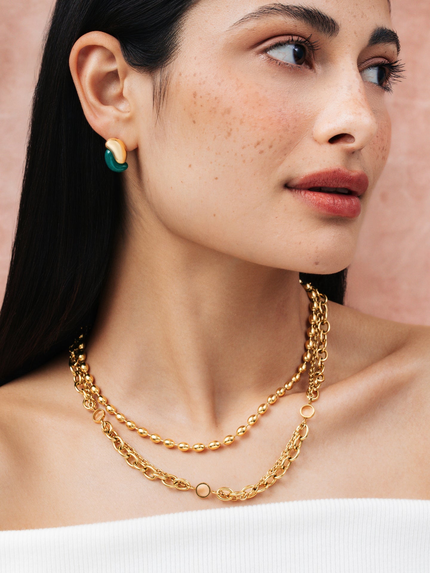 Ana Joalheiros - Colares Dourados - Colar Dourado One Neckmess Power Golden OJNN100G Pescoço