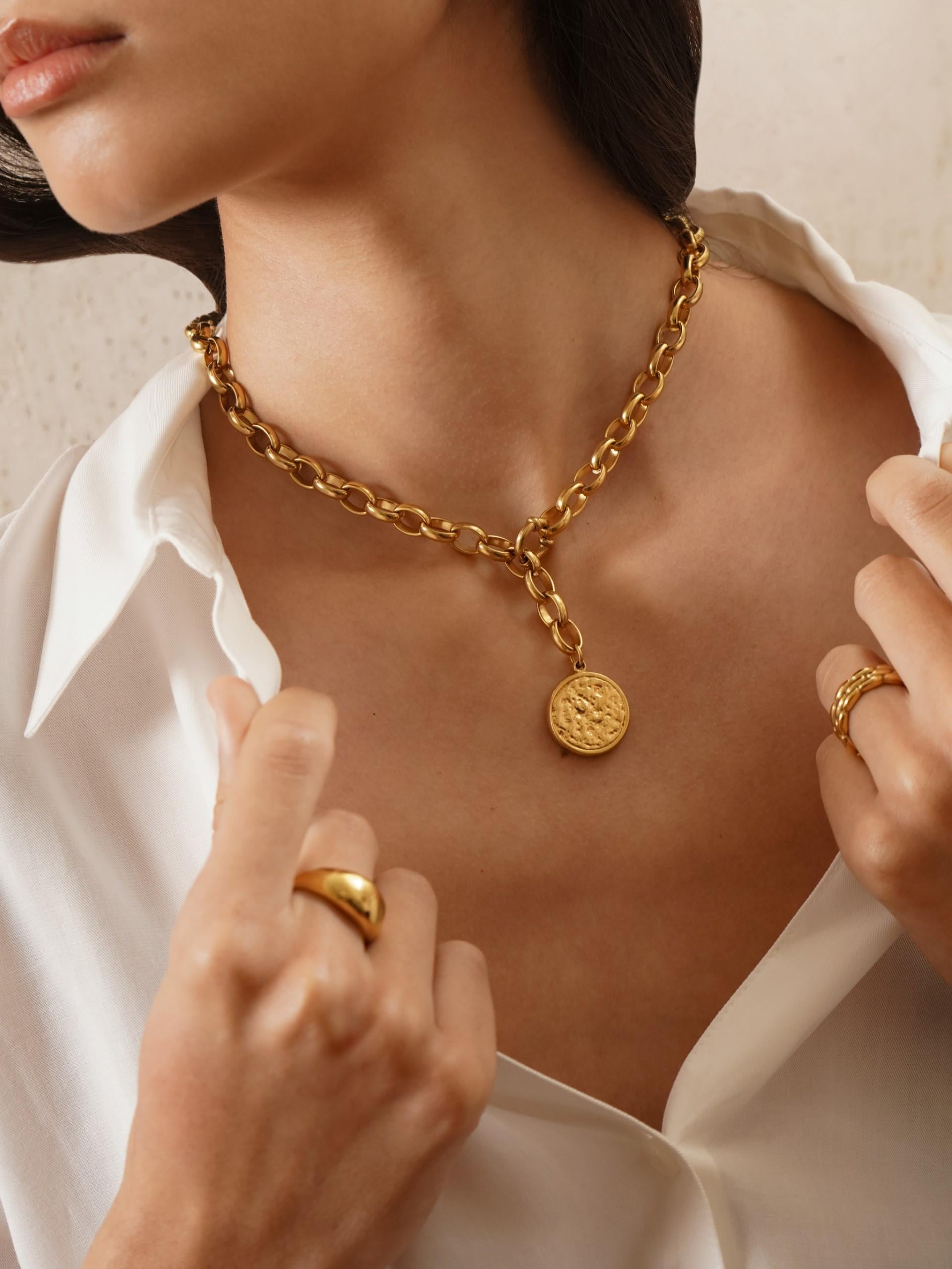 Ana Joalheiros - Colares Dourados - Colar Dourado One Neckmess Powerfull Gold OJNN63G pescoço