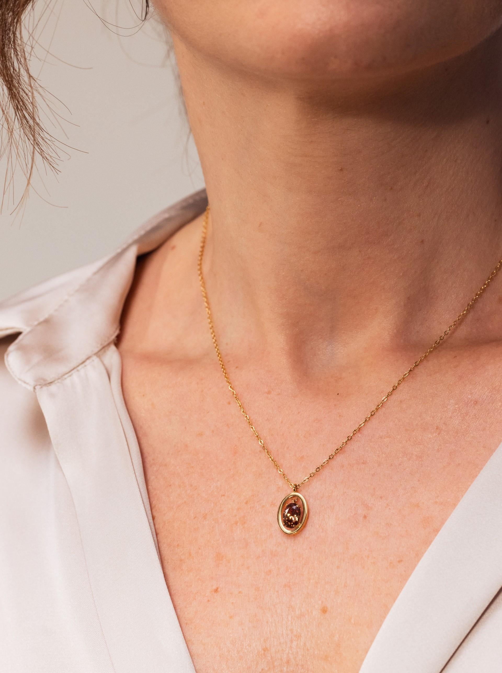 Ana Joalheiros - Colares Femininos - Colar One Birthstone Novembro - Sucesso OJNN46G pescoço