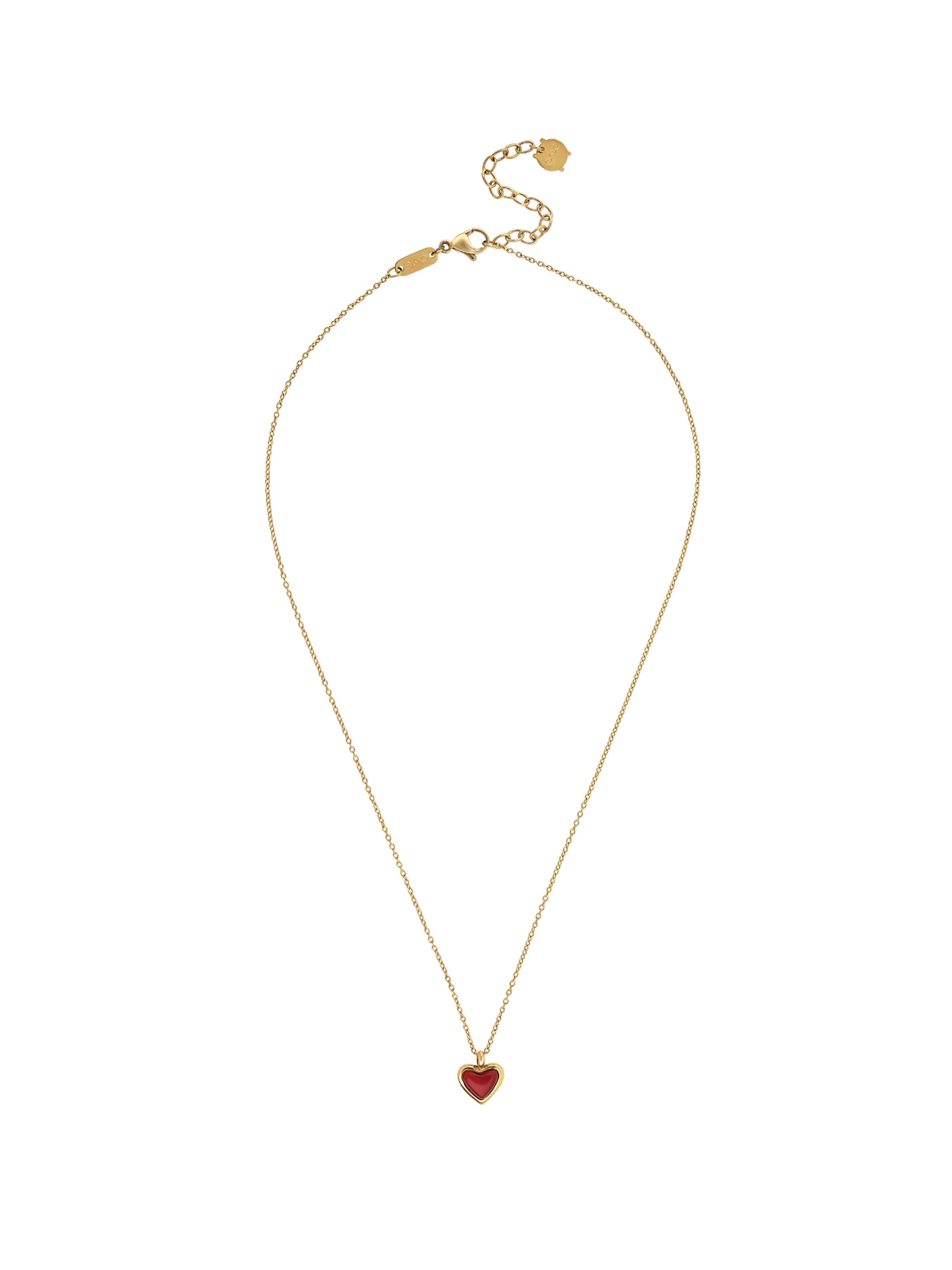Ana Joalheiros - Colares Dourados - Colar Dourado One Red Flame Golden OJRDN01G Coração