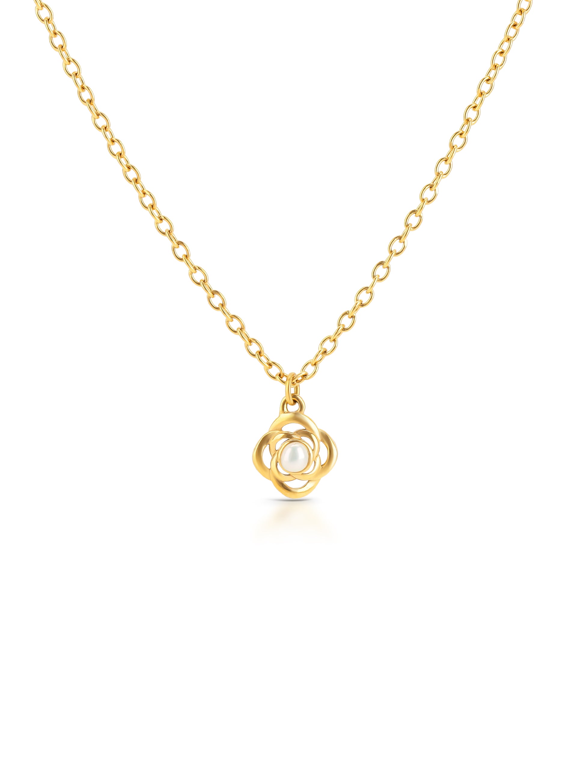 Ana Joalheiros - Colares Dourados - Colar Dourado One Rose Petite Pearl Golden OJRN02D 