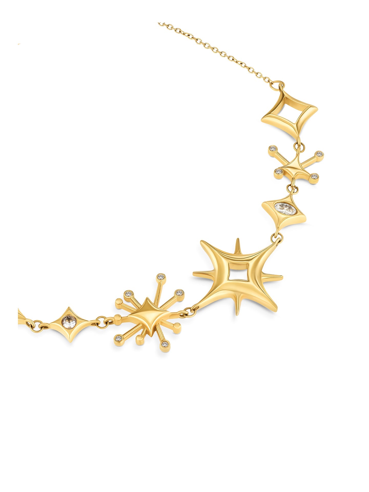 Ana Joalheiros - Colares Dourados - Colar Dourado One Senhora Elena Divine Gold OJATN04D Estrelas