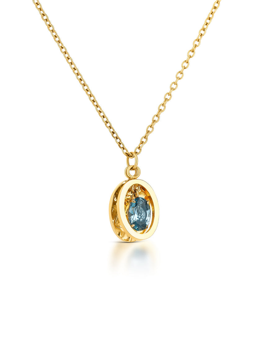 Ana Joalheiros - Colares Dourados - Colar Dourado One Set Colar & Brincos One Birthstone September OJSET24G09 Azul