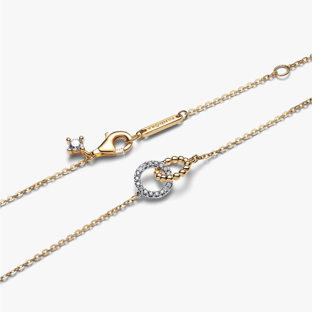 Ana Joalheiros - Colares Pandora - Colar Dourado Pandora Enterlaçados Pave 364825C01