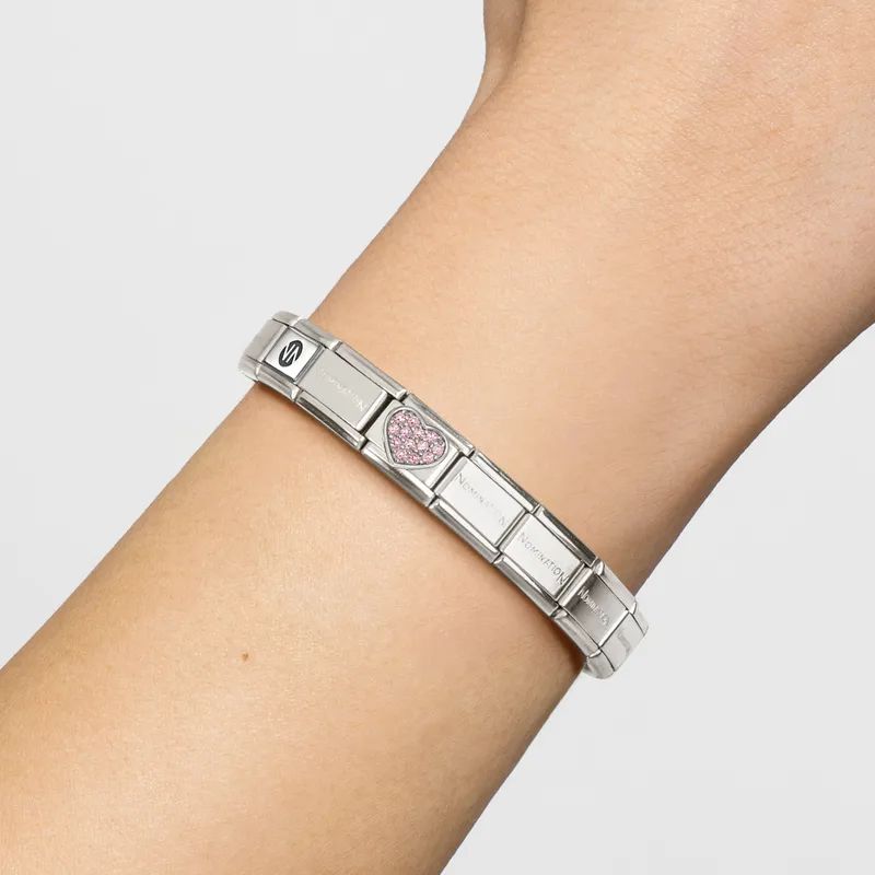 Ana Joalheiros - Peças Nomination - Link Nomination Coração Brilhante Rosa 330322/25 Coração na pulseira