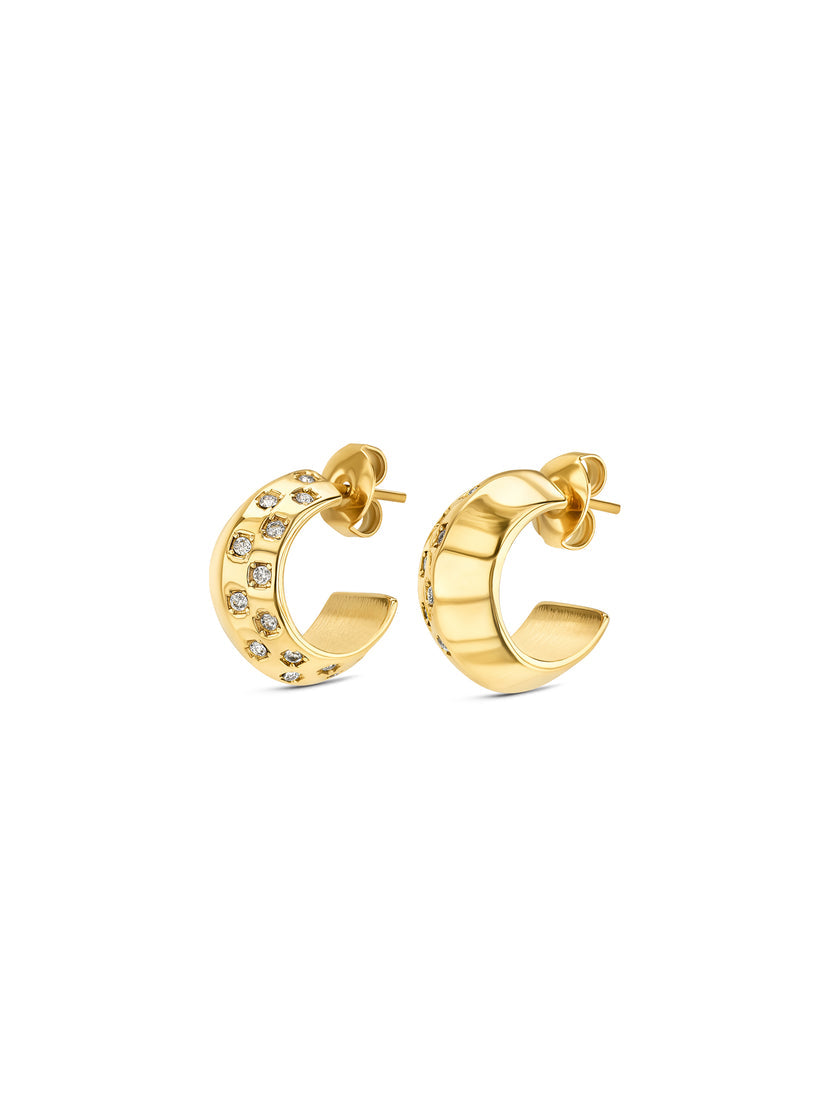 Brincos One Senhora Chess Crystal Gold
