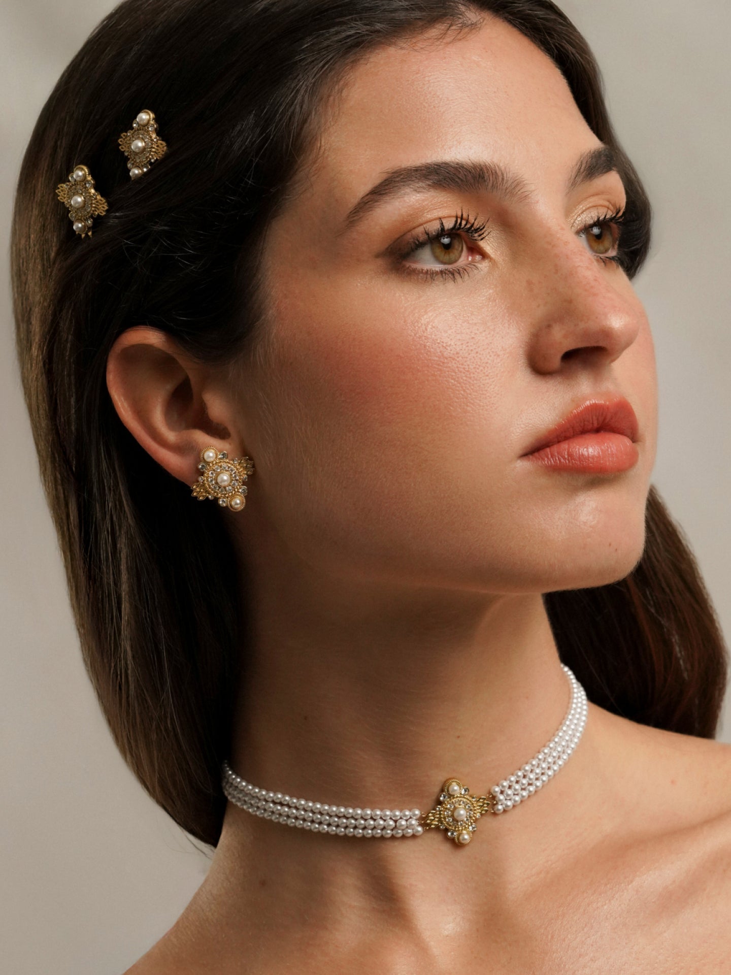 Set Colar & Brincos One Ophelia Pearls Gold