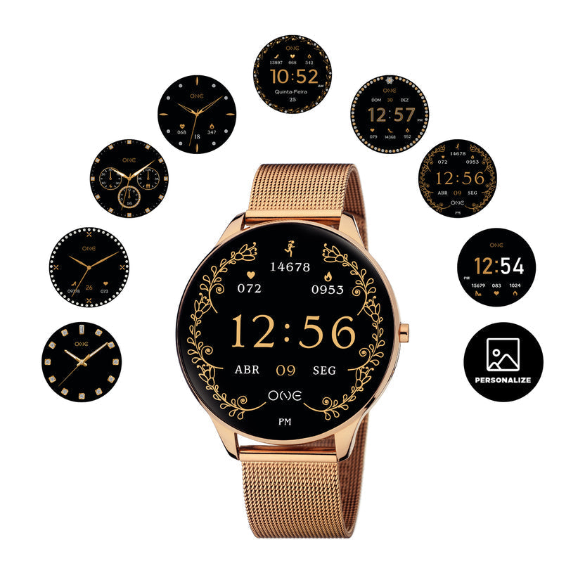 Relógio Smartwatch One Slim Rosegold Mesh