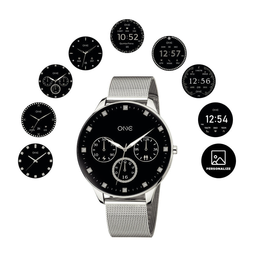 Relógio Smartwatch One Slim Silver Mesh