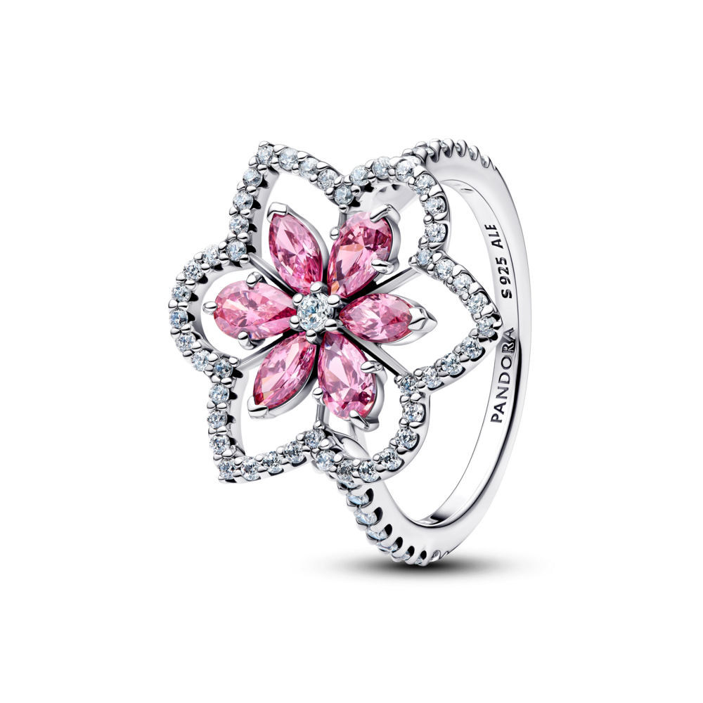 anel Pandora Cocktail Flor Dupla