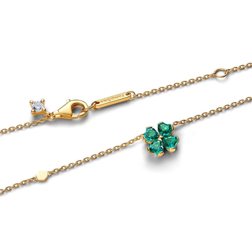 Colar Pandora Pendente Trevo da Sorte Verde