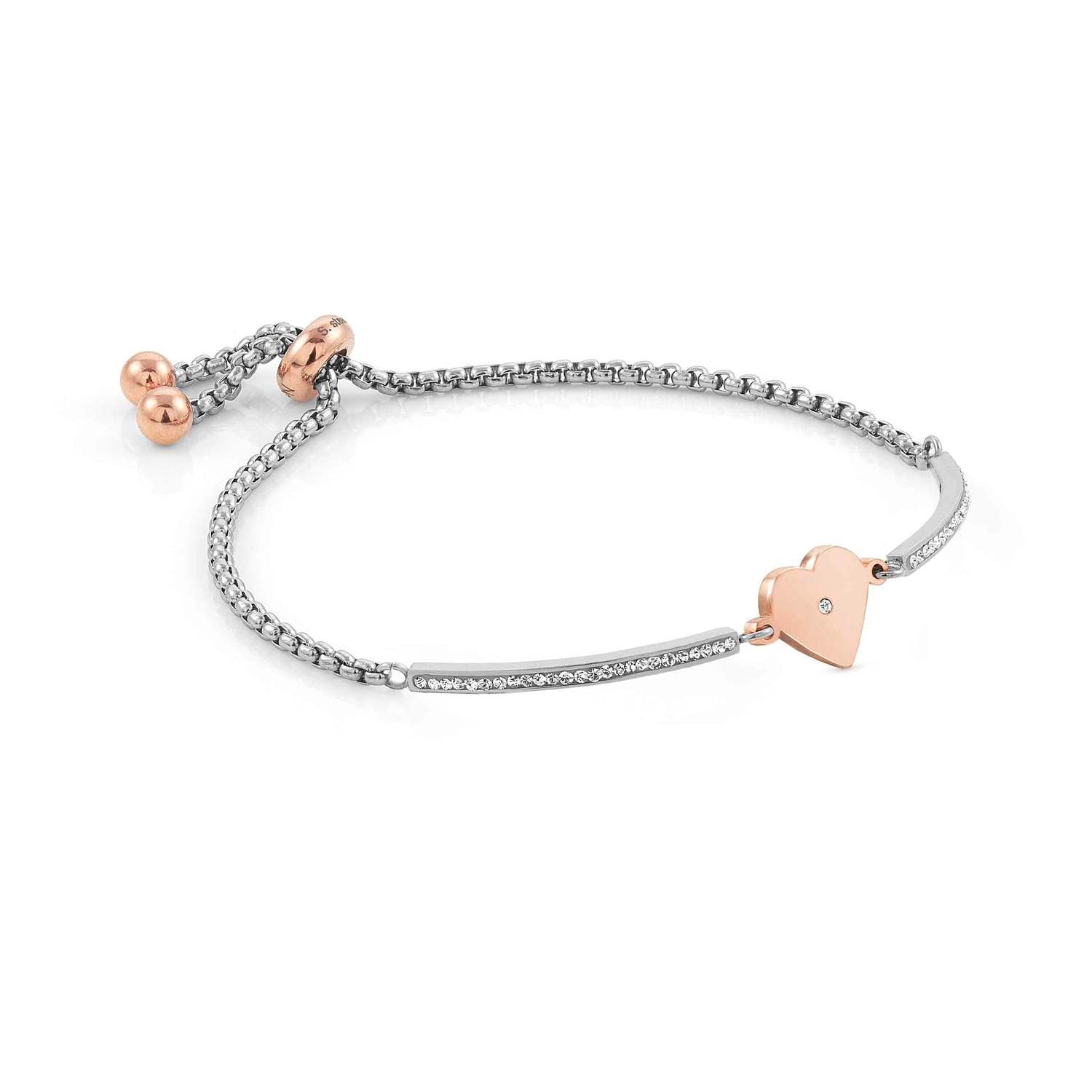 Ana Joalheiros - Nomination pulseiras - Pulseira aço inoxidavel rosa com coração Milleluci