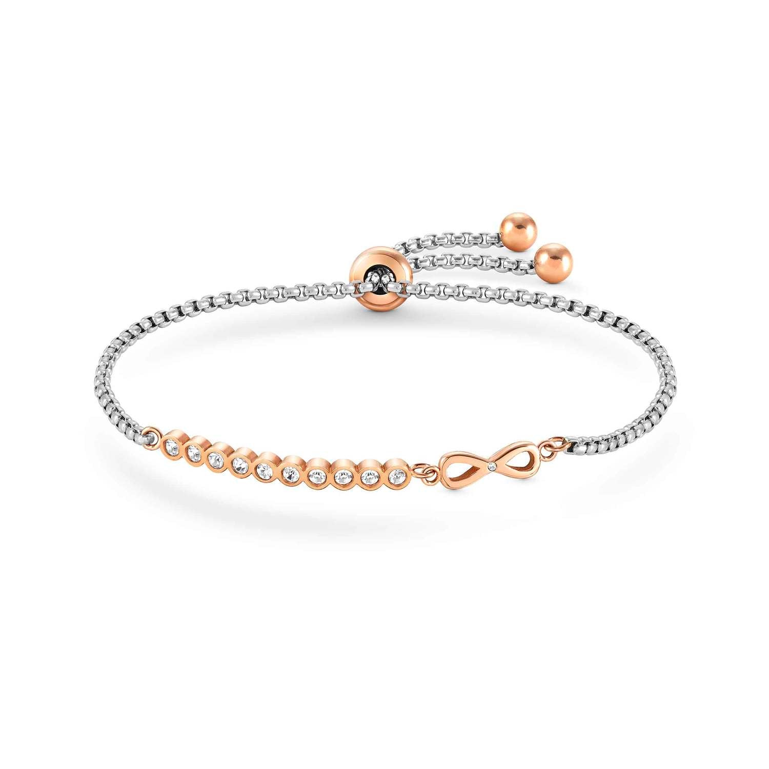 Ana Joalheiros - Nomination pulseiras - Pulseira aço inoxidavel rosa com infinito Milleluci