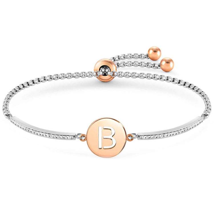 Ana Joalheiros - Pulseiras com iniciais - Pulseira Nonimation em aço inox com letra B Milleluci